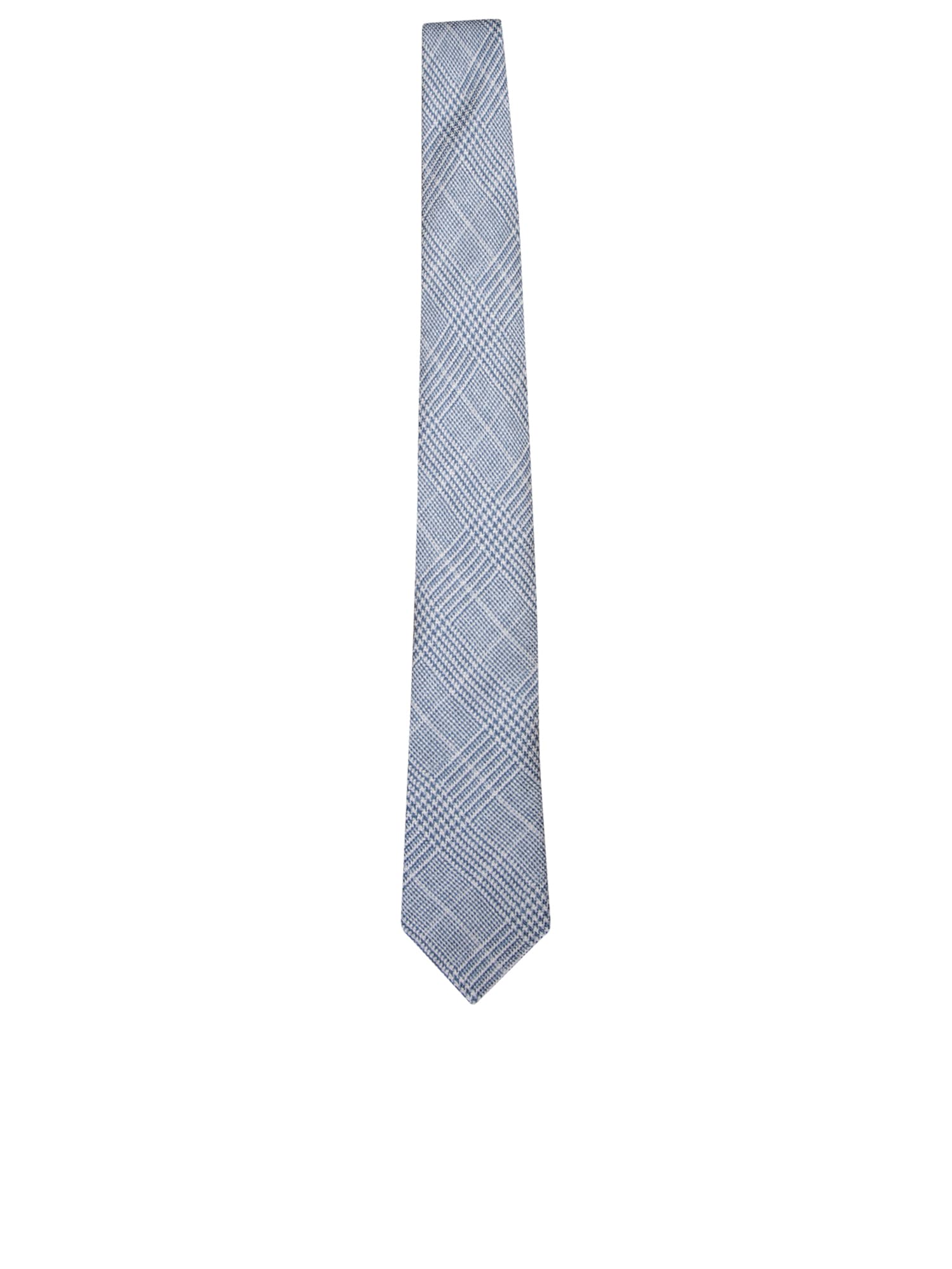 Shop Brunello Cucinelli Prince Of Wales Light Blue/white Tie