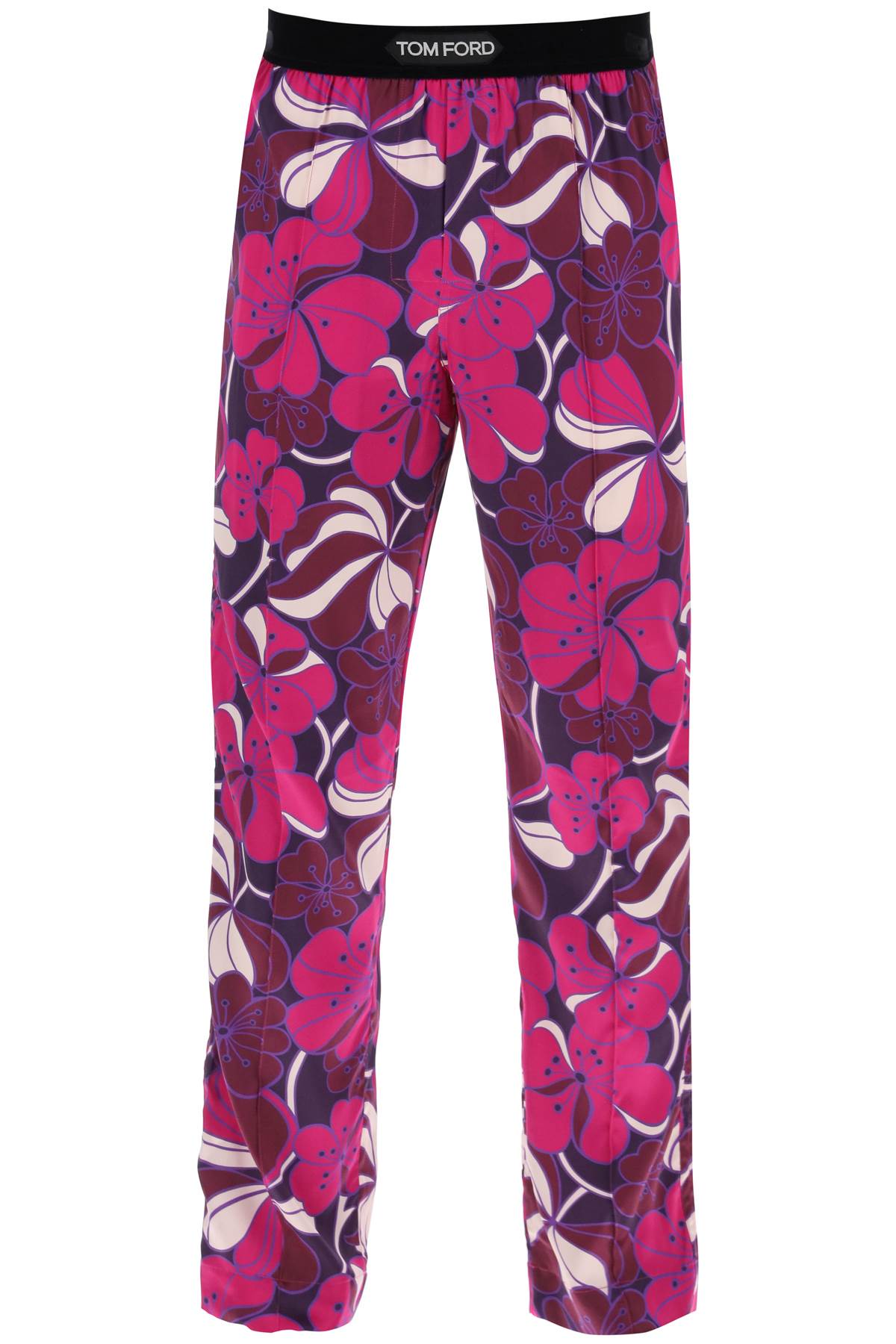 Shop Tom Ford Pajama Pants In Floral Silk In Rosa Brillante Fantasia (purple)
