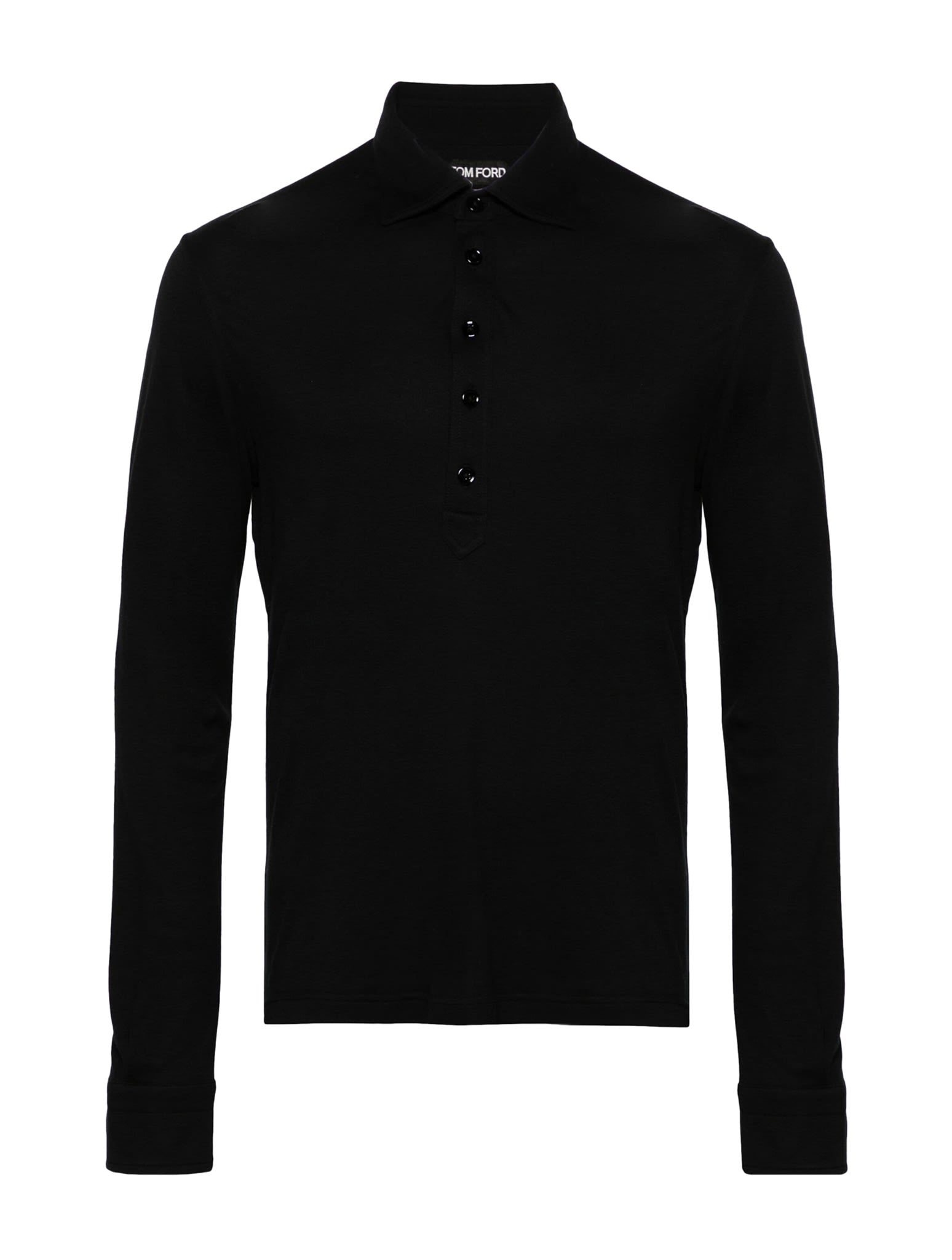 Shop Tom Ford Cut And Sewn Polo Shrt Knitted In Black