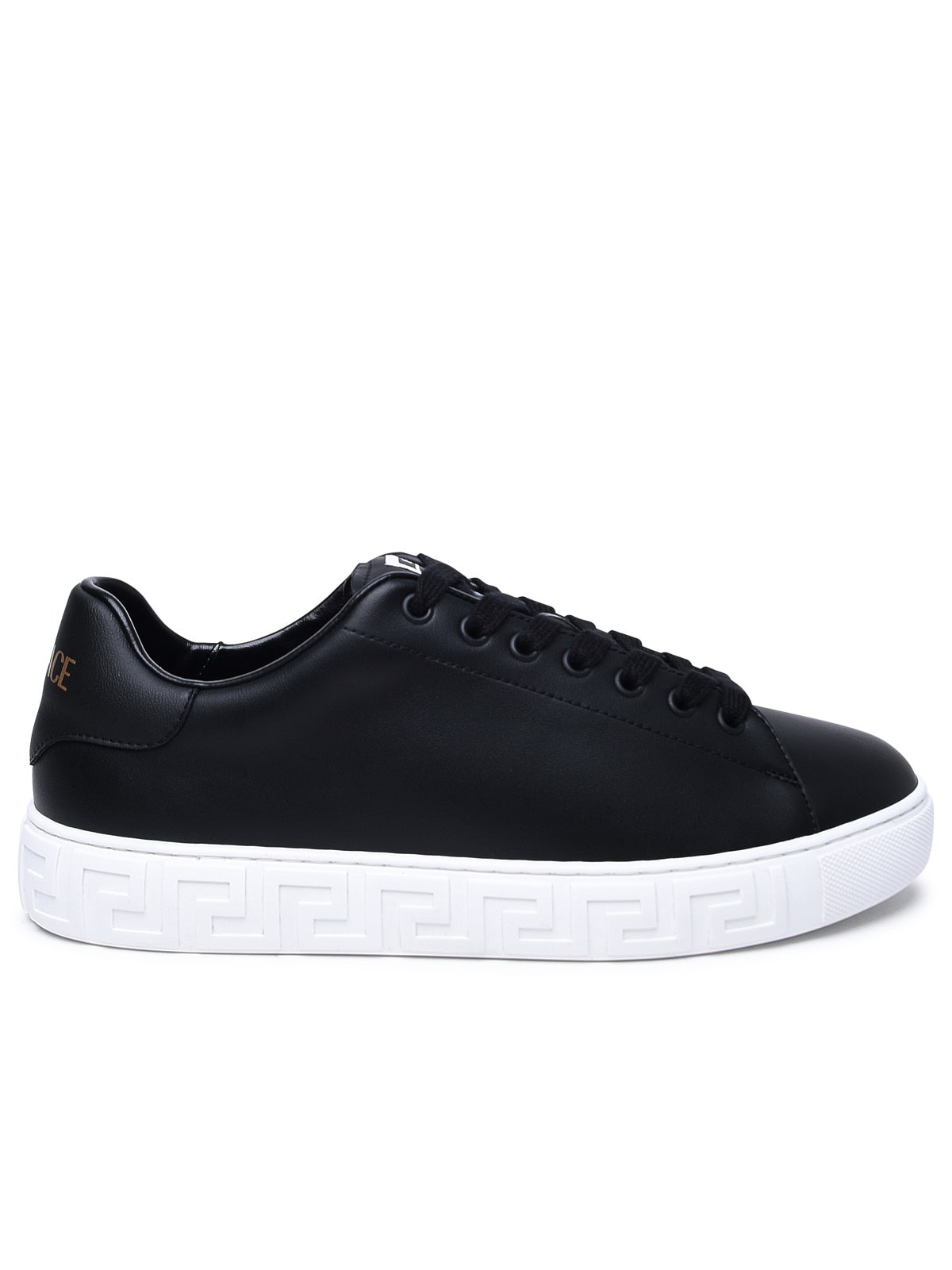 Shop Versace Black Leather Sneakers