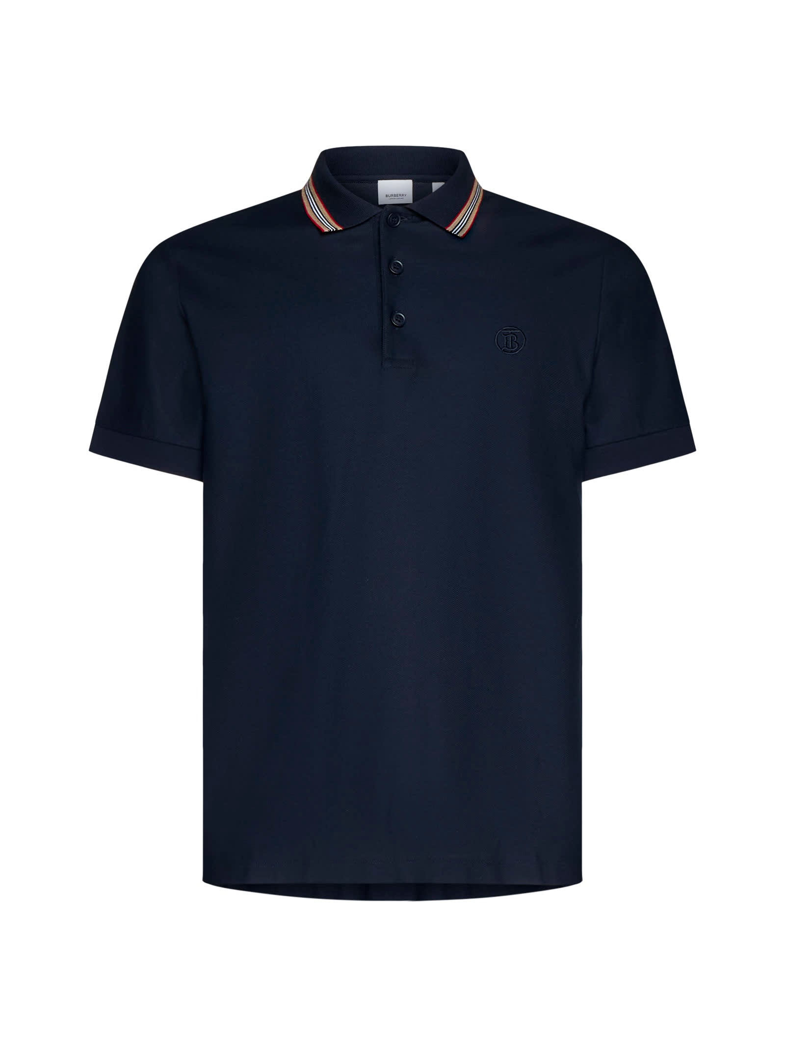 Shop Burberry Polo Shirt In Coal Blue
