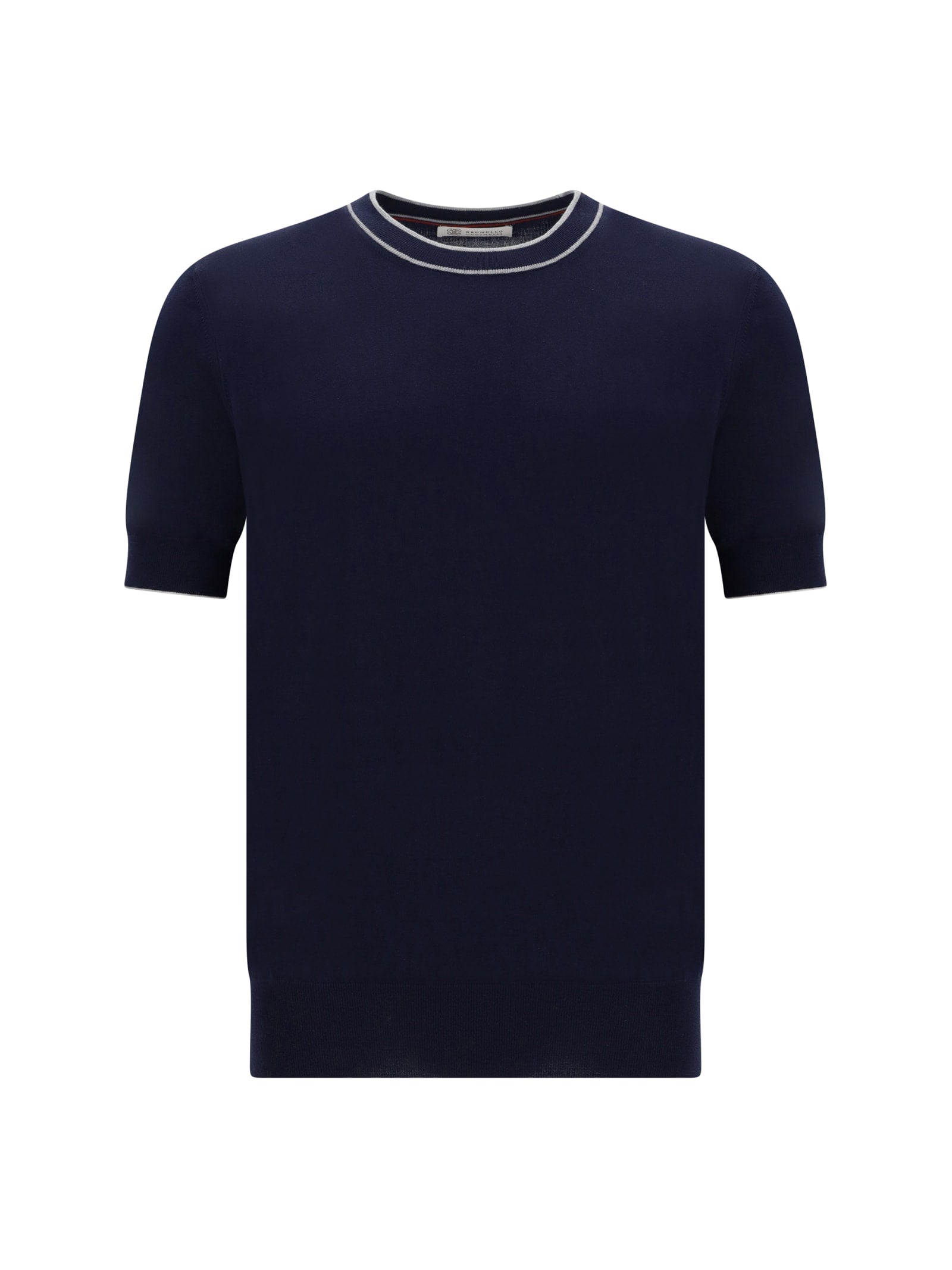 Shop Brunello Cucinelli T-shirt In Navy+grigio Chiaro+corda