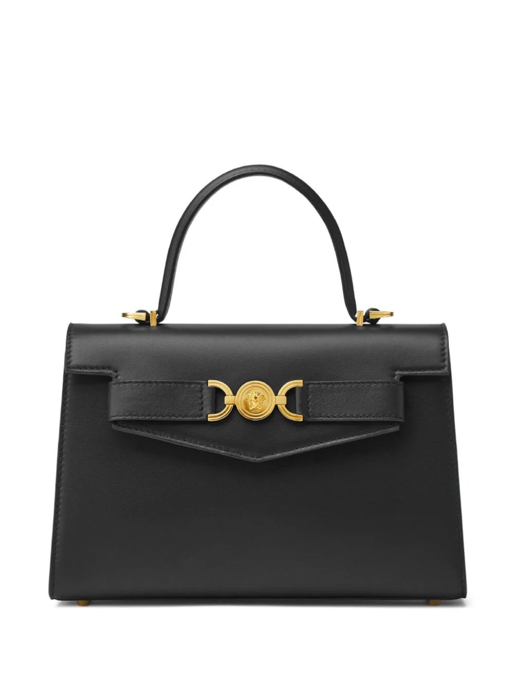 Shop Versace Medium Top Handle Bag In V Black  Gold