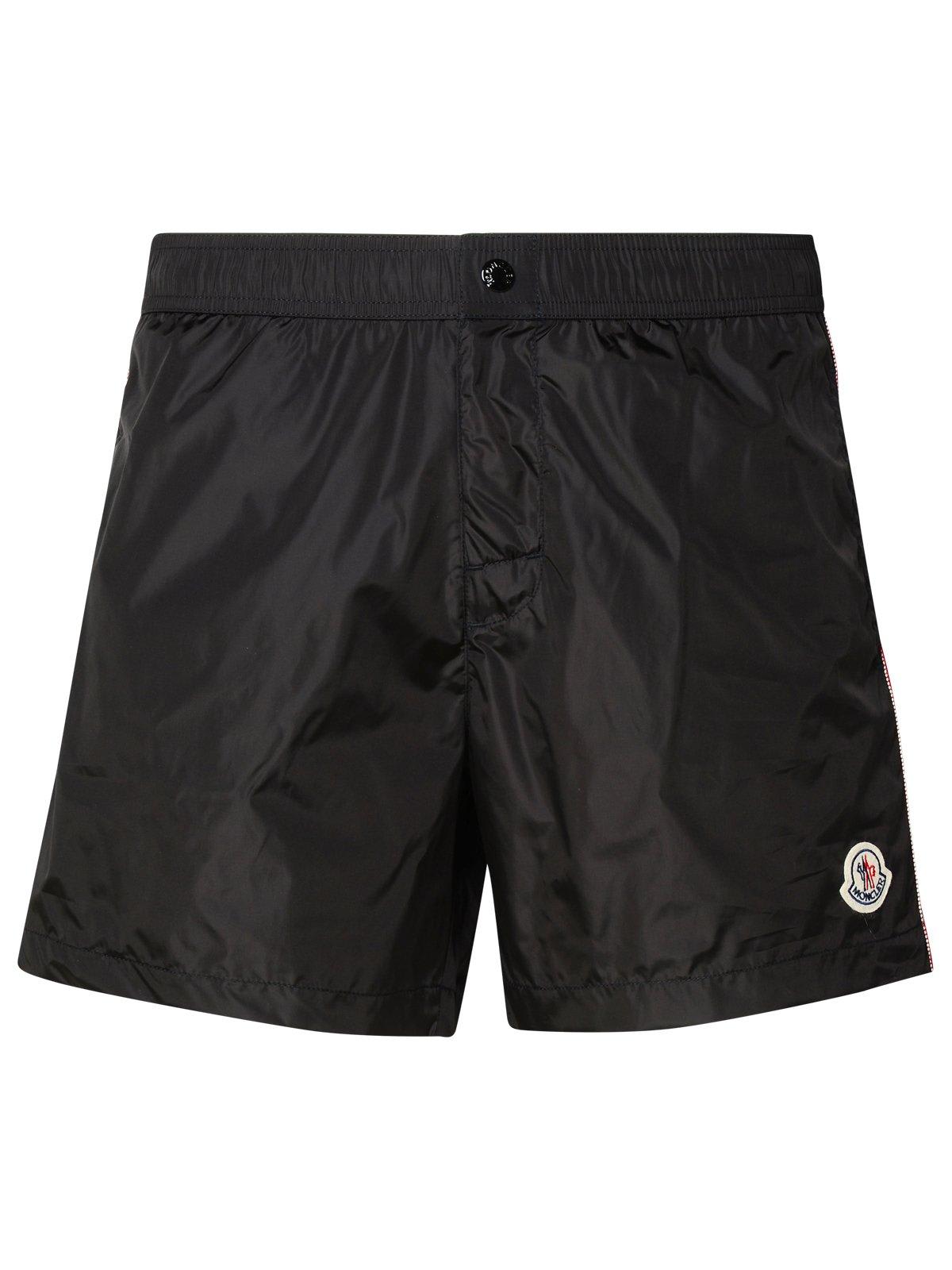 Shop Moncler Logo Patch Drawstring Swim Shorts In Default Title