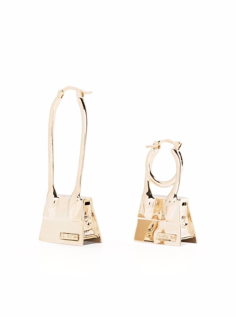 Shop Jacquemus Les Creoles Chiquito Noeu Gold-colored Hoops Earrings In Bronze Woman In Metallic