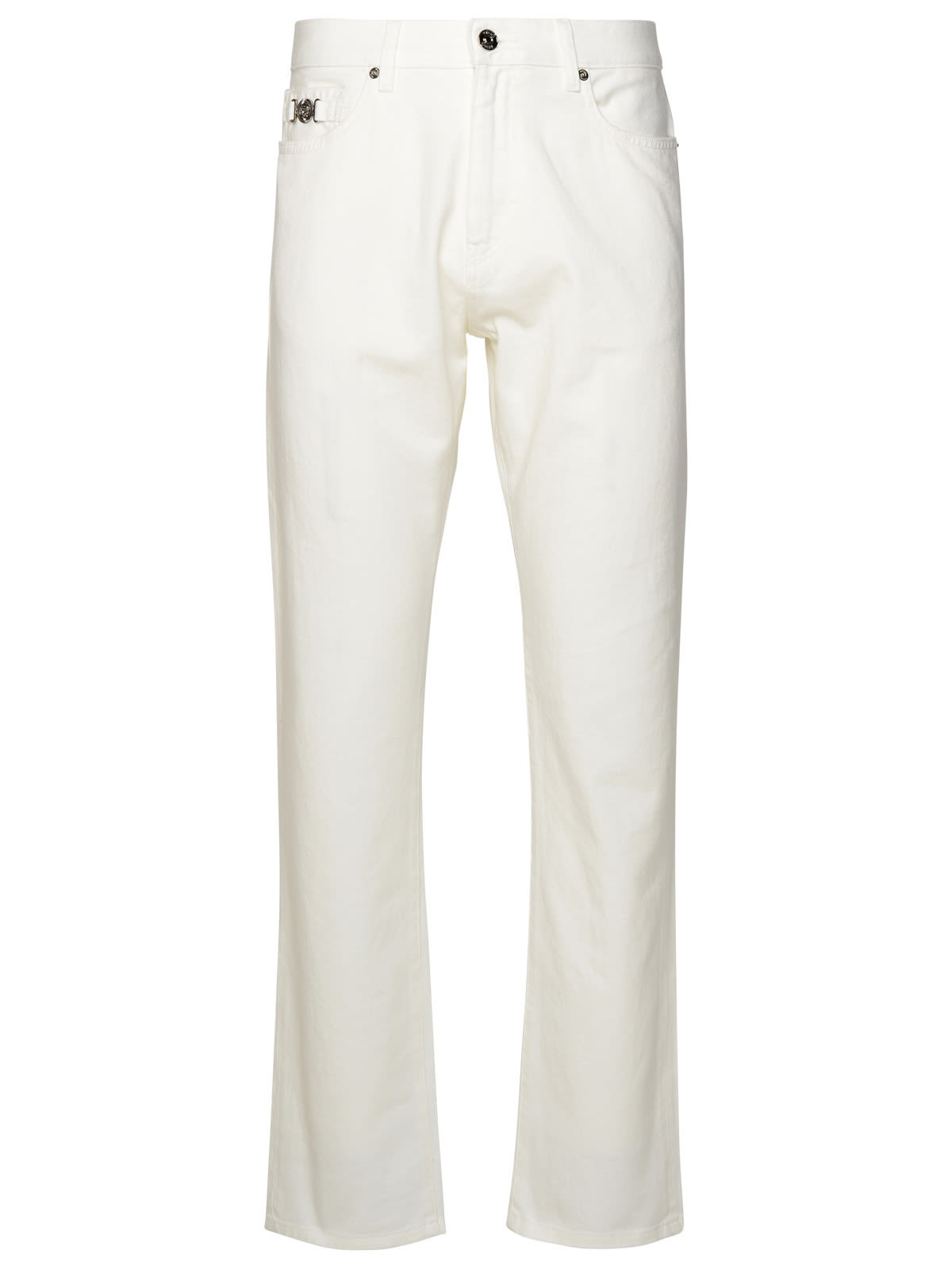 Shop Versace White Cotton Jeans