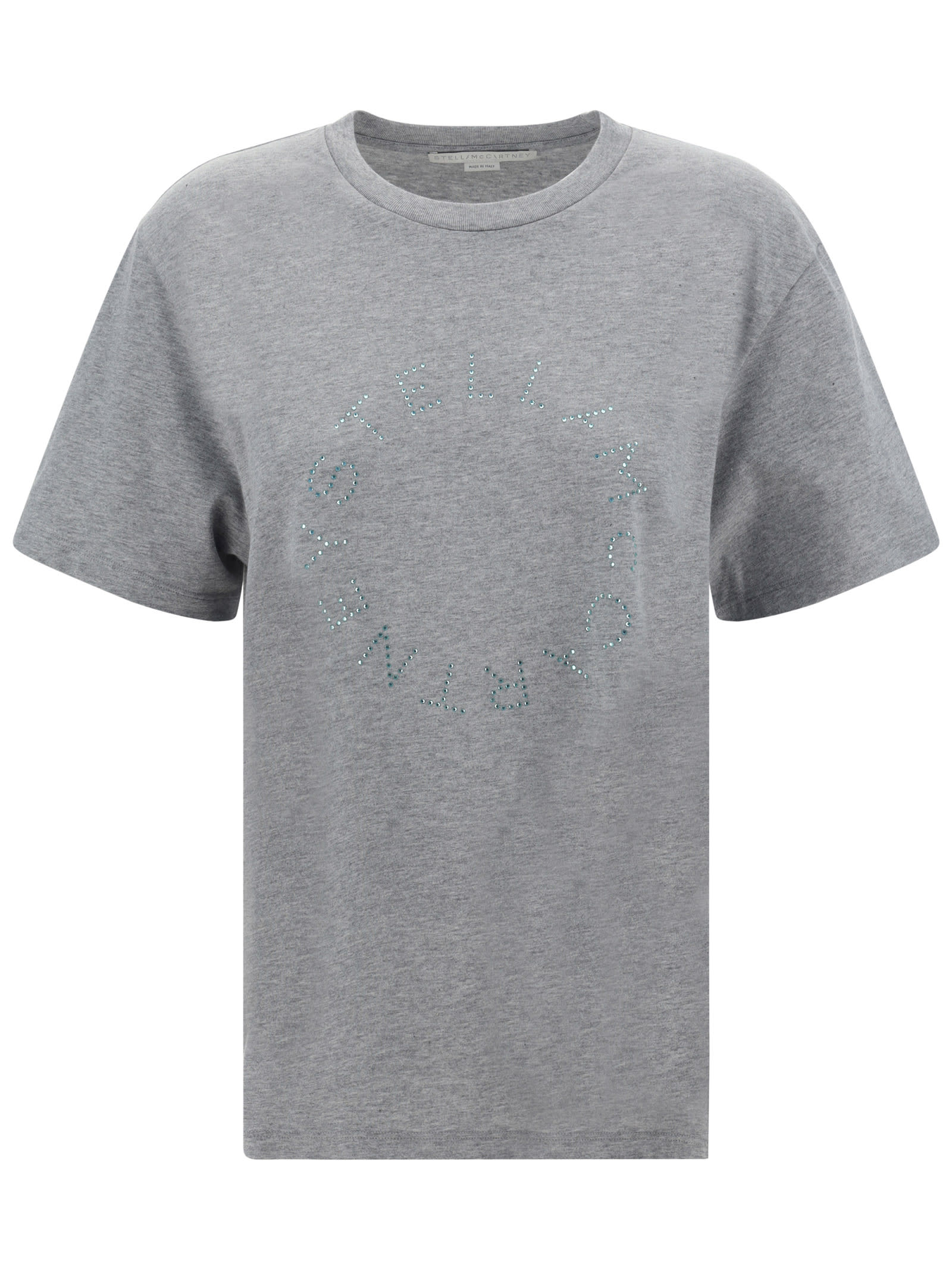 Shop Stella Mccartney Rhinestone T-shirt In Grey Melange