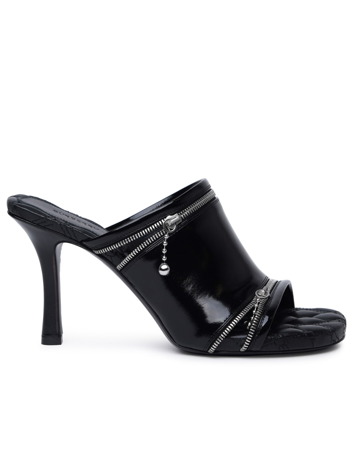 Shop Burberry Peep Black Leather Sandals