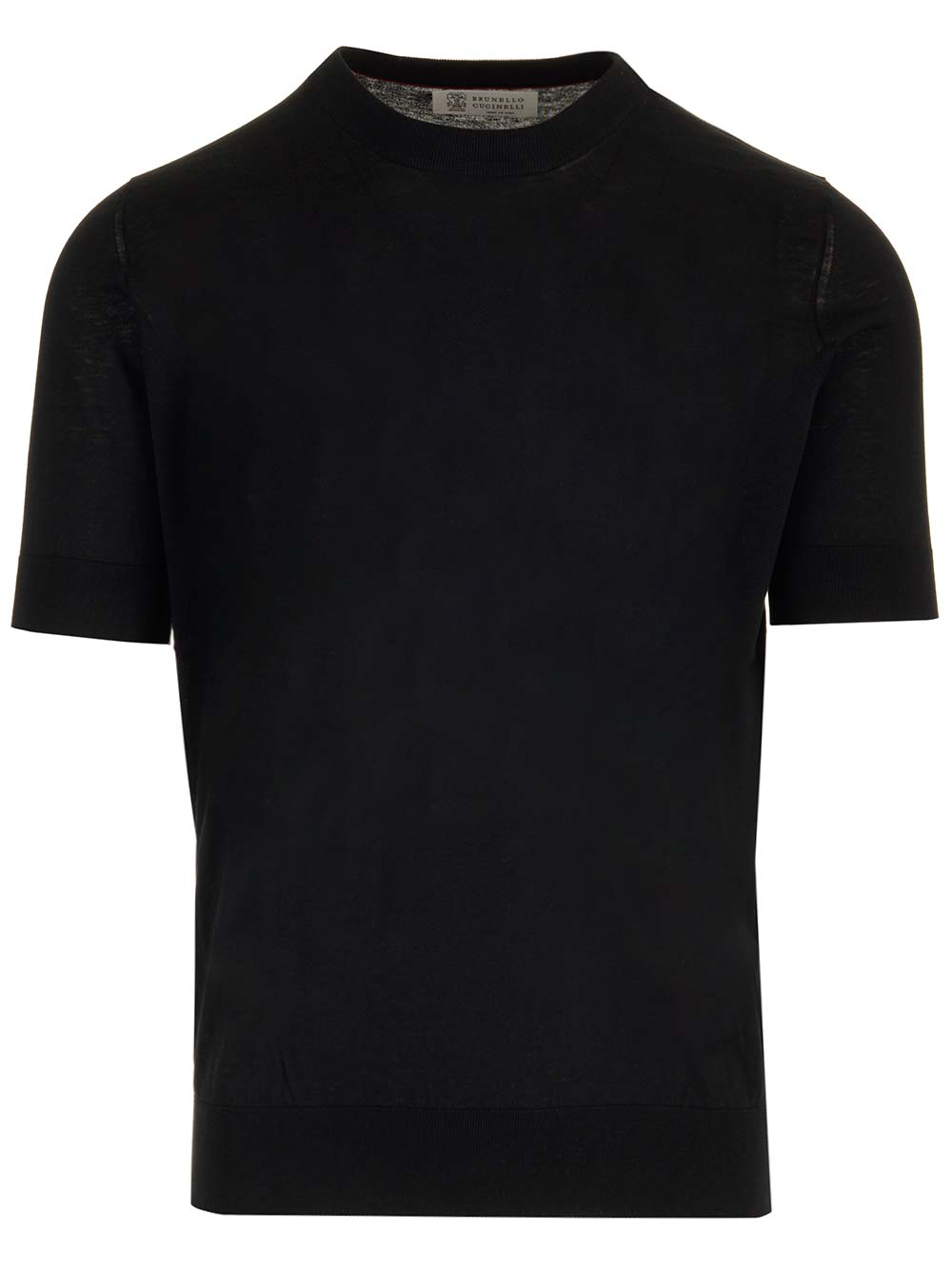 Shop Brunello Cucinelli Black Cotton And Silk T-shirt