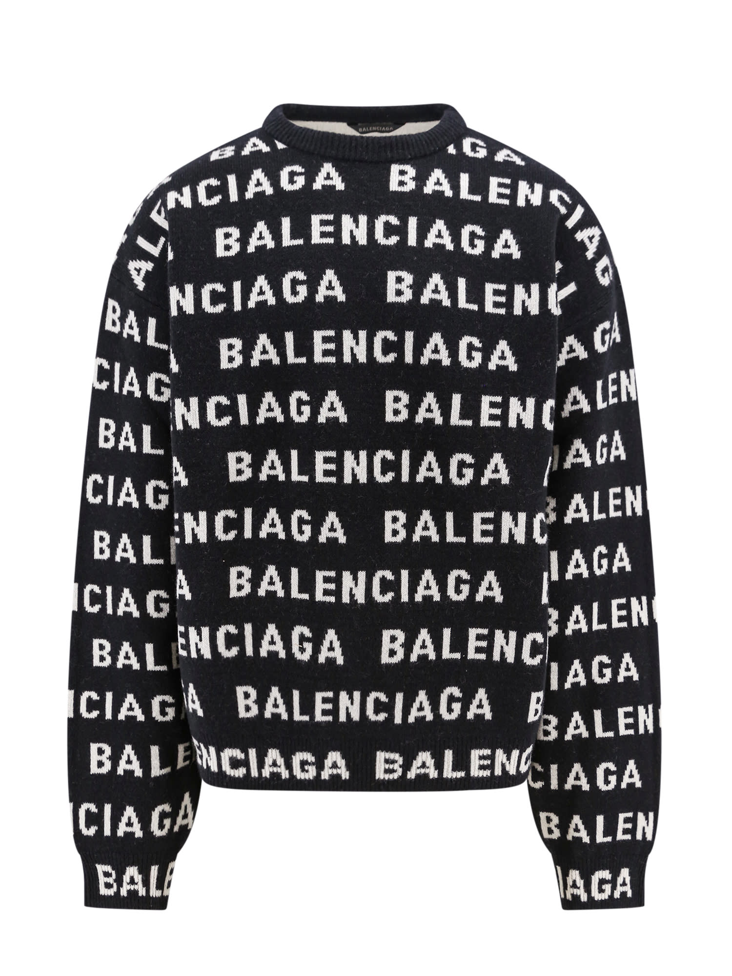 Shop Balenciaga Sweater In Black/white
