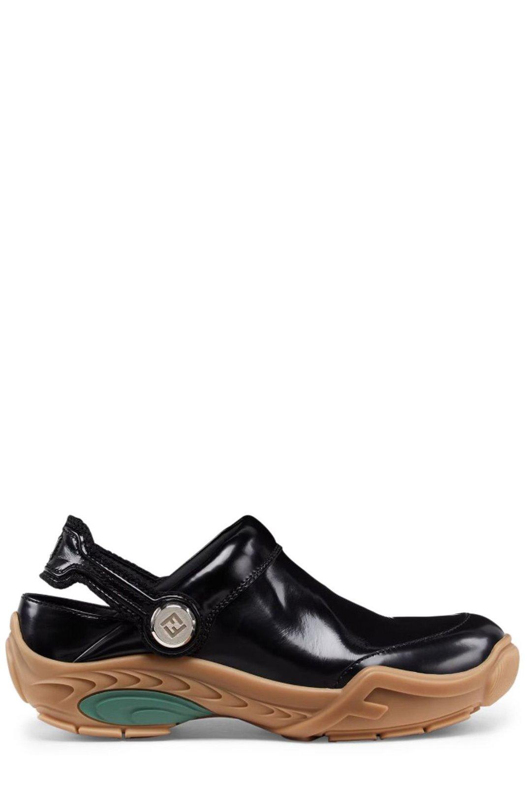 Shop Fendi Lab Slip-on Clogs In Black