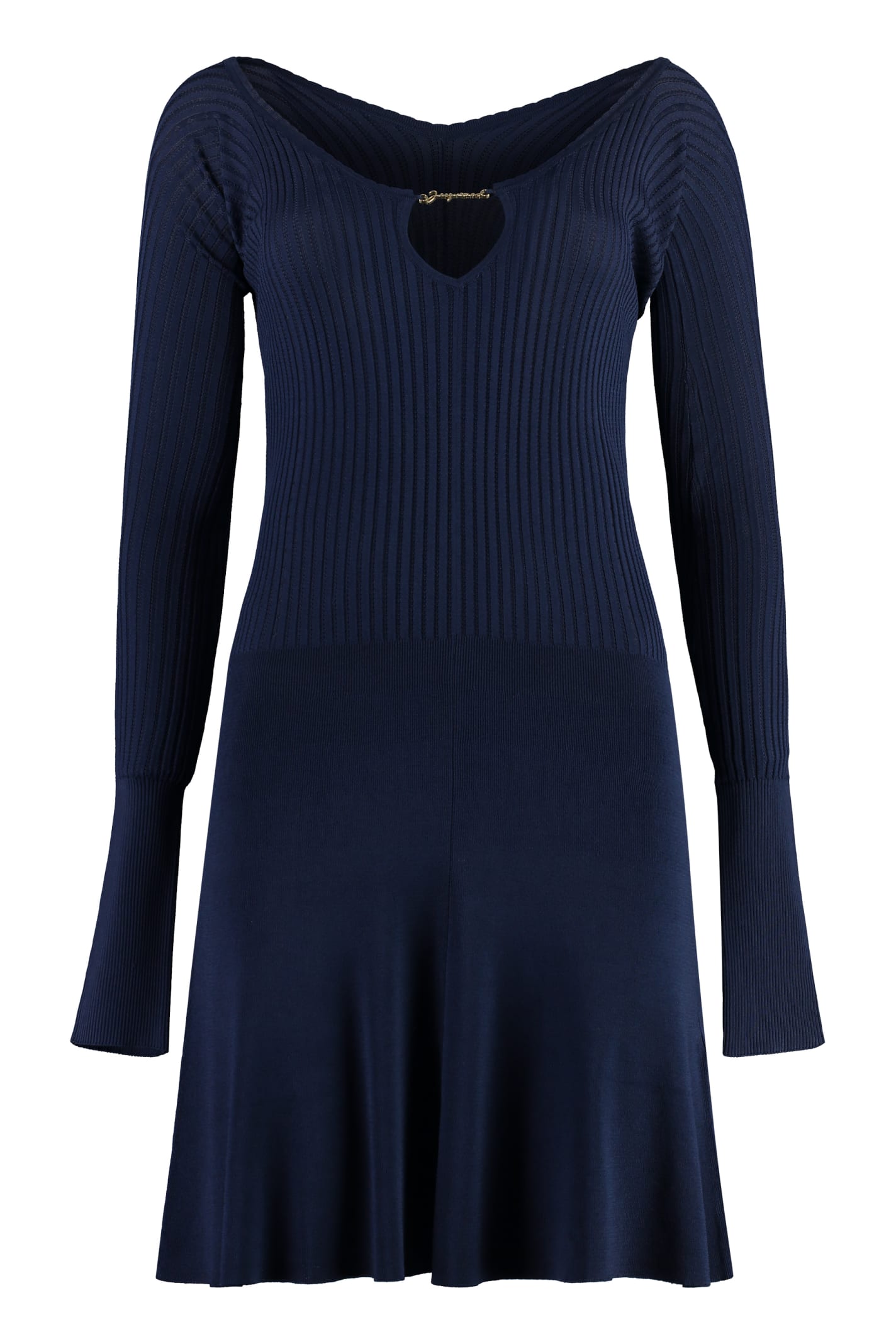 Shop Jacquemus Pralu Knit Mini-dress In Blue