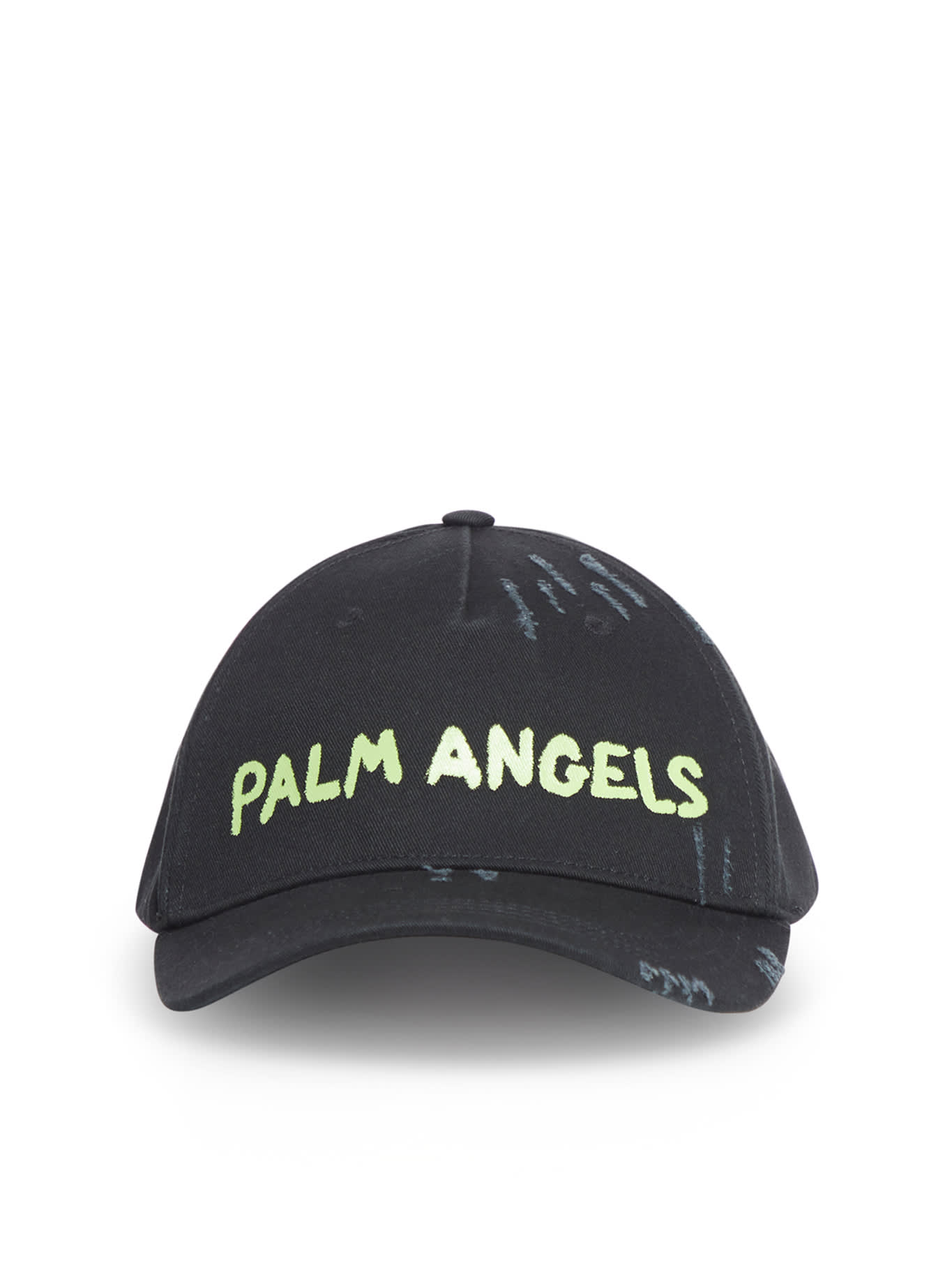 Shop Palm Angels Seasonal Logo Cap In Black Green Fluo