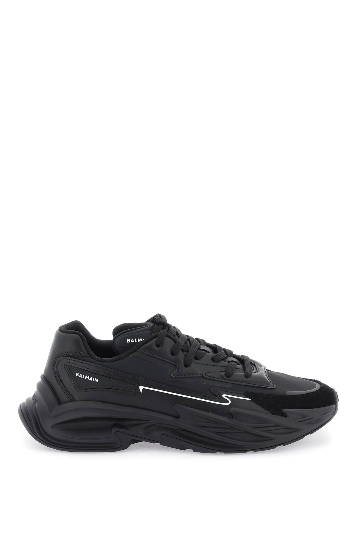 Shop Balmain Low-top Run-row Sneakers In Noir (black)