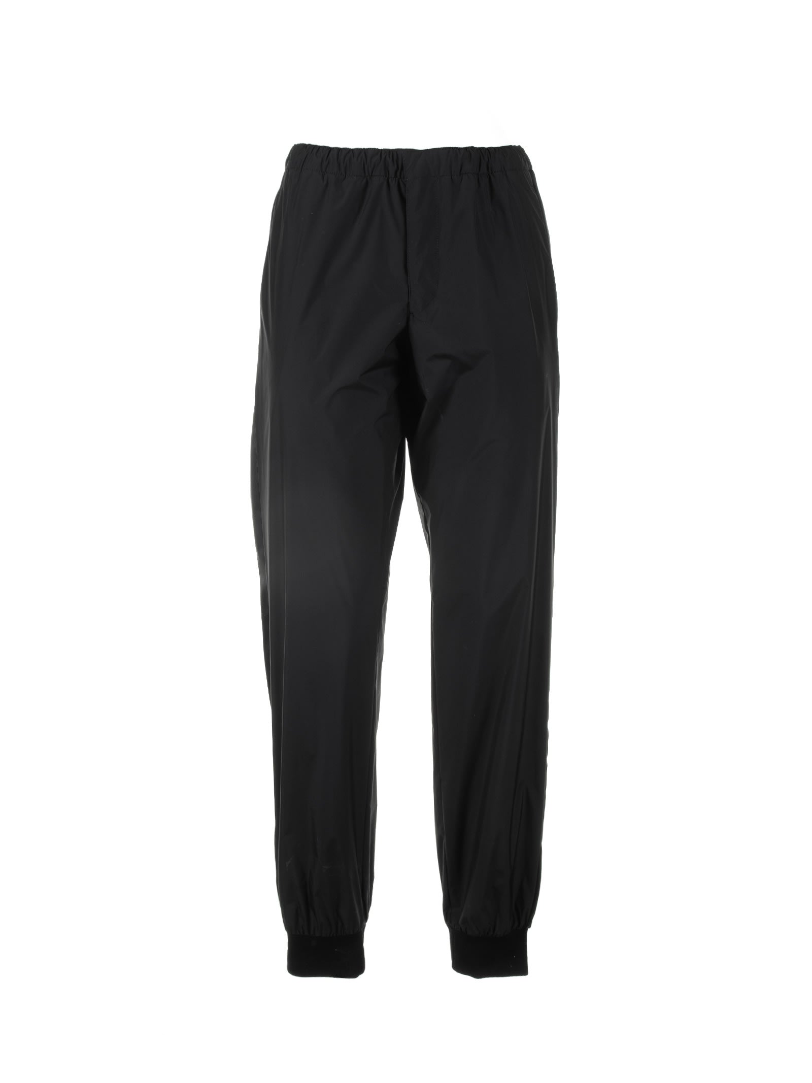 Shop Prada Silk Blend Trousers In Nero