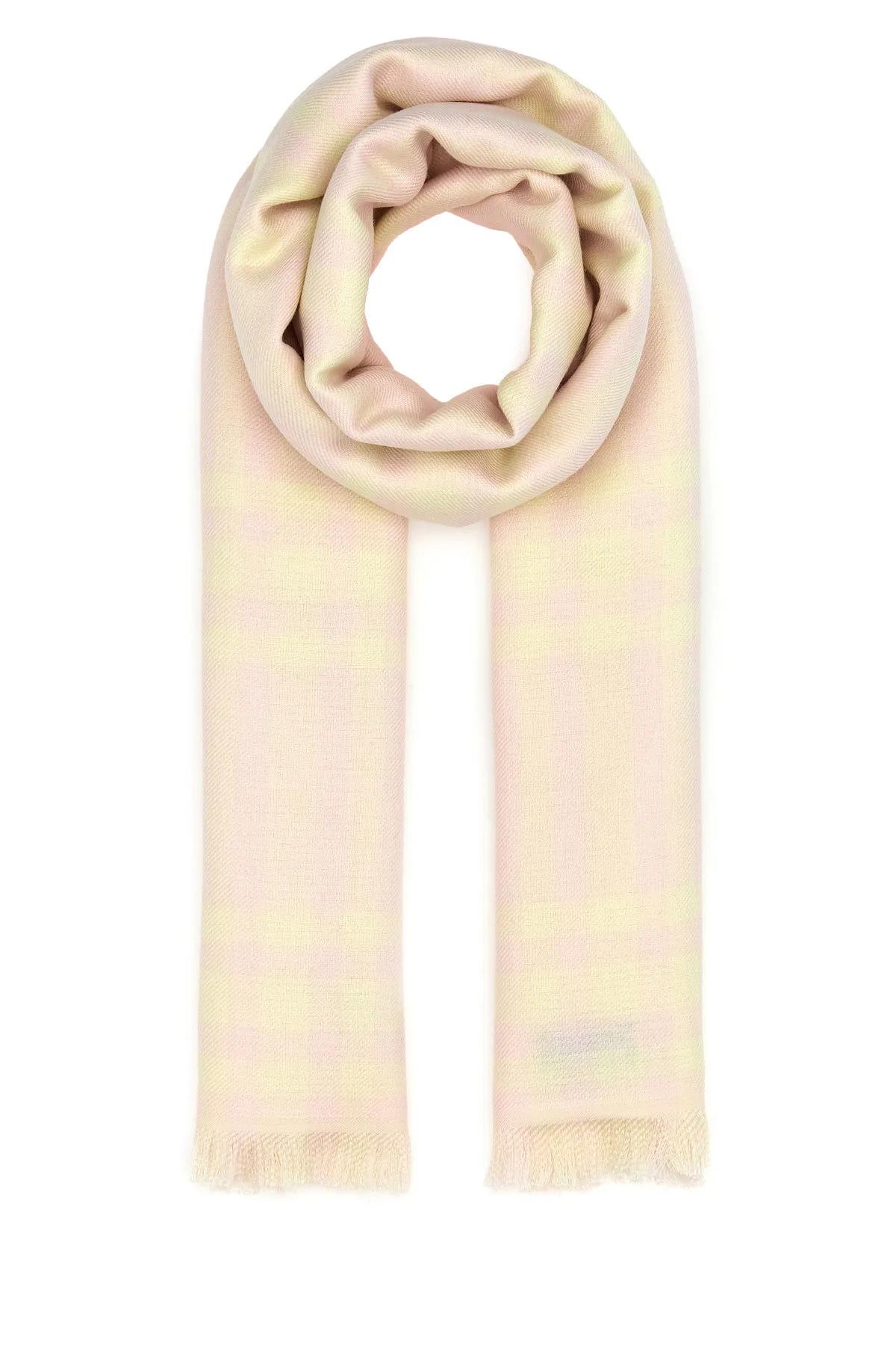 Shop Burberry Printed Wool Blend Scarf In Cameo
