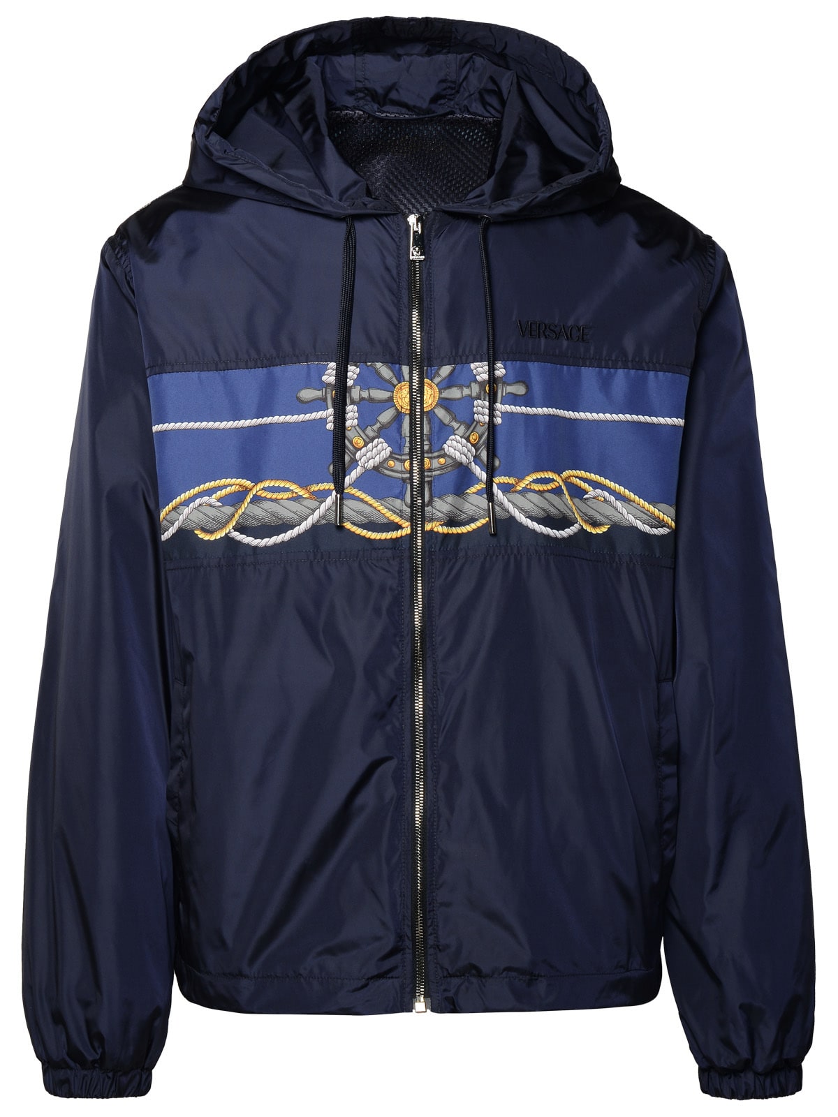 Shop Versace Nautical Blue Nylon Windbreaker