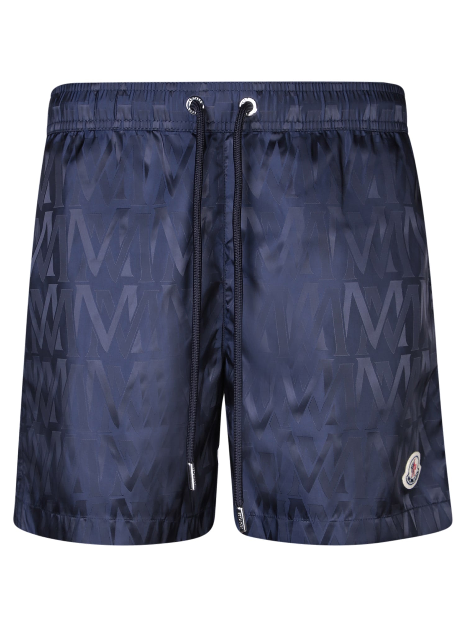 Shop Moncler All-over Logo Blue Swimsuit