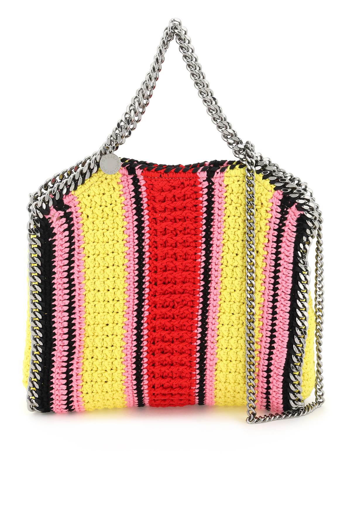Shop Stella Mccartney Falabella Crochet Tote Bag In Pink (yellow)