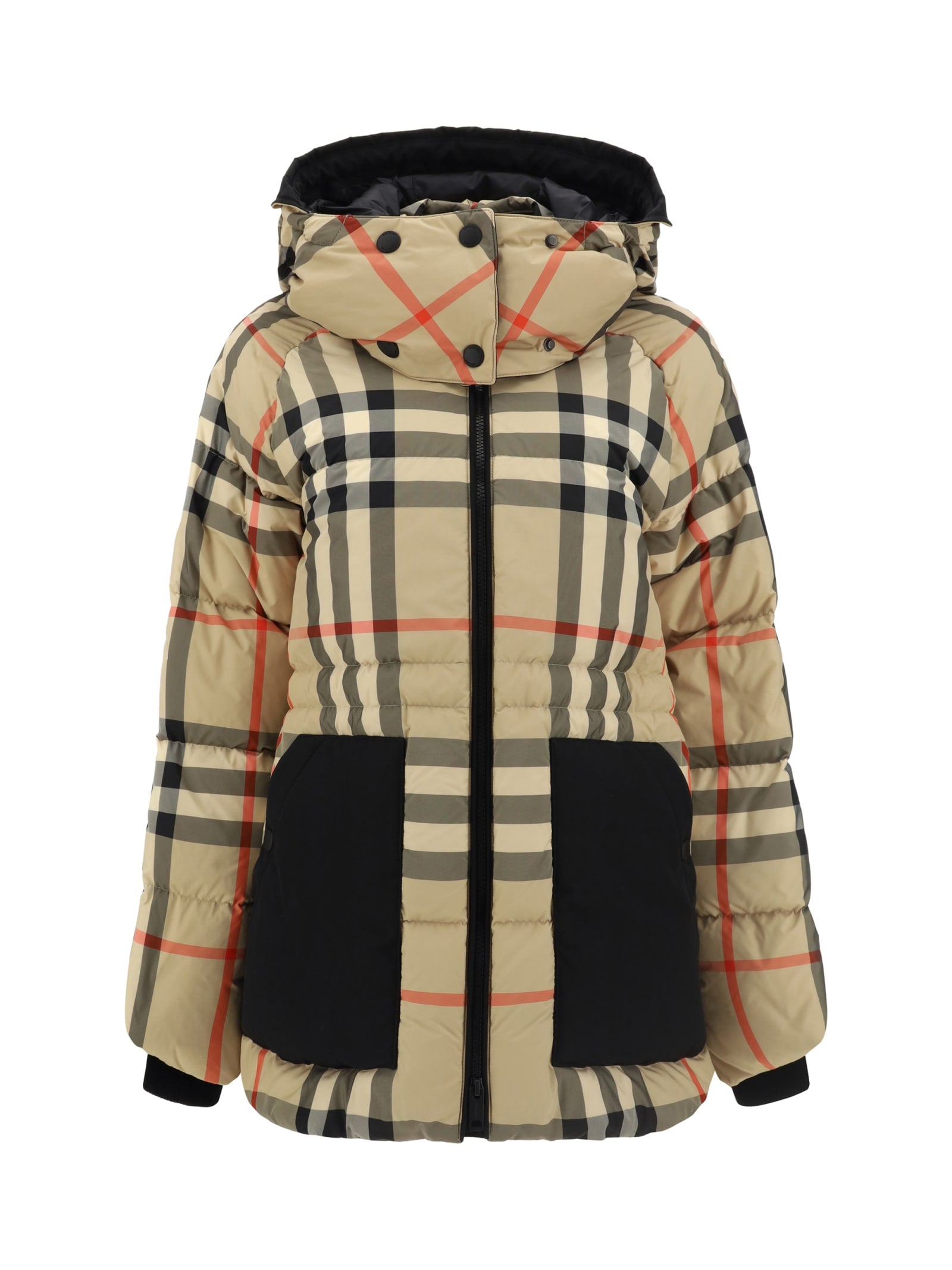 Shop Burberry Broadway Down Jacket In Archive Beige Ip Chk