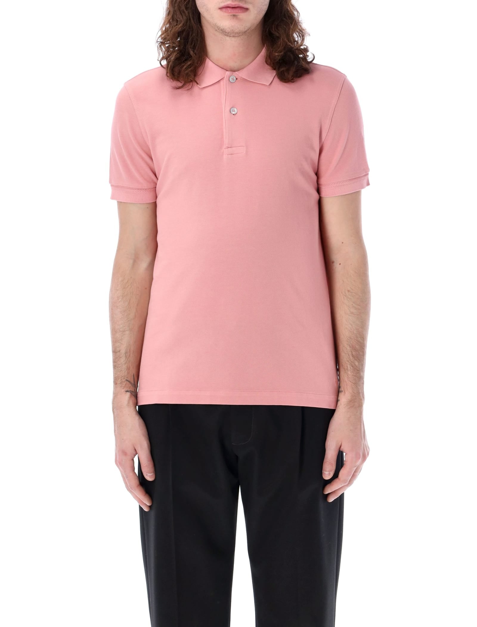 Shop Tom Ford Piquet Polo Shirt In Pink