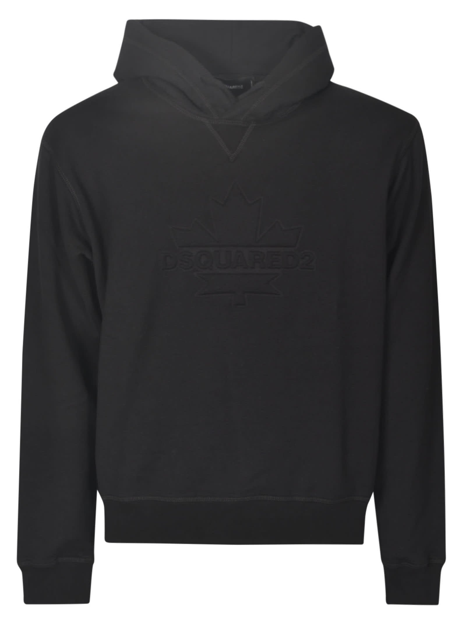 Shop Dsquared2 Logo Embroidery Hooded Sweatshirt In Black