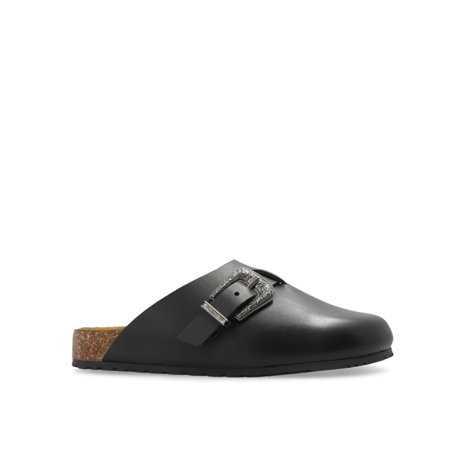 Shop Saint Laurent Leather Mules In Black