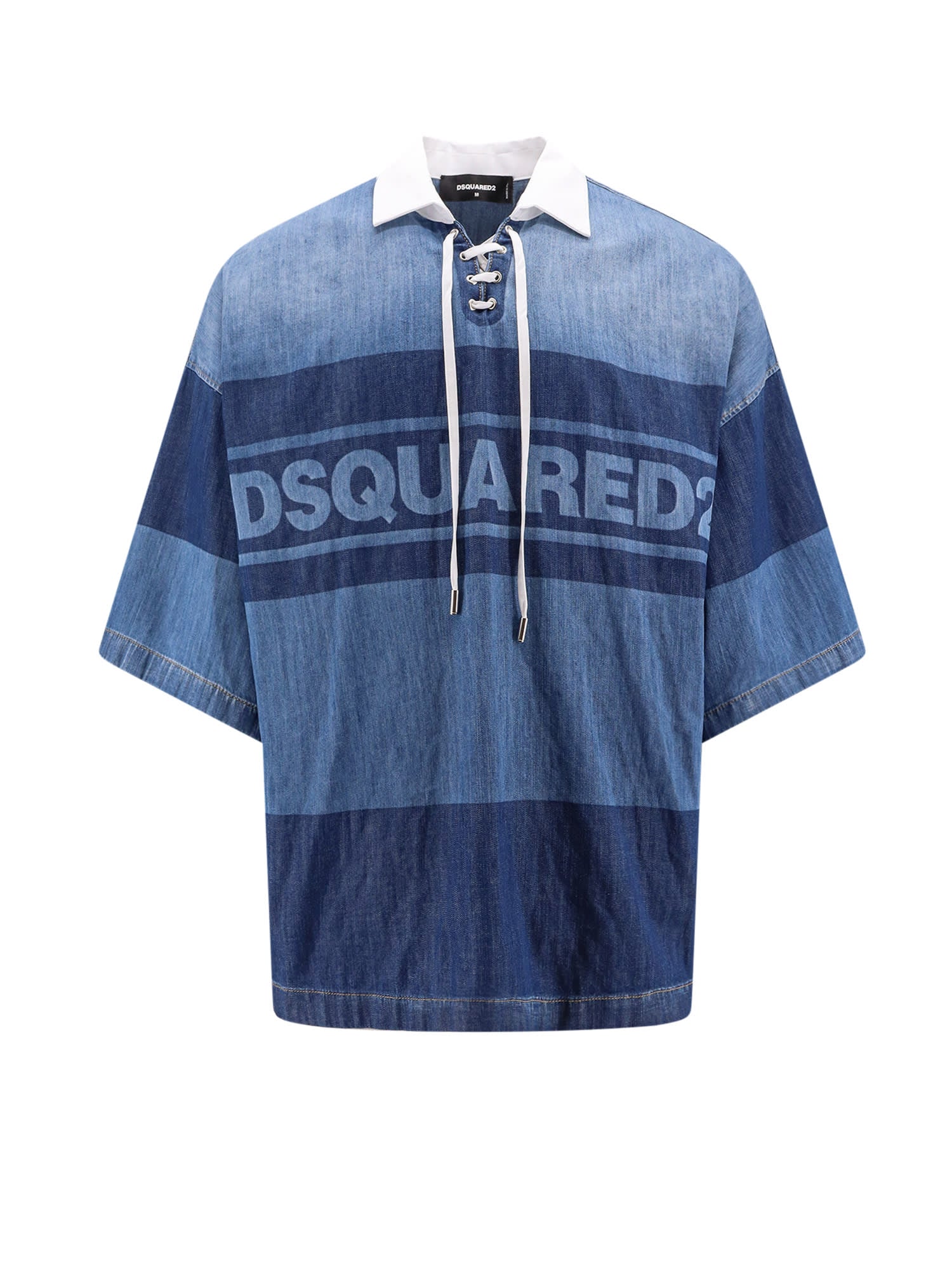Shop Dsquared2 Denim Rugby Polo Shirt In Blue