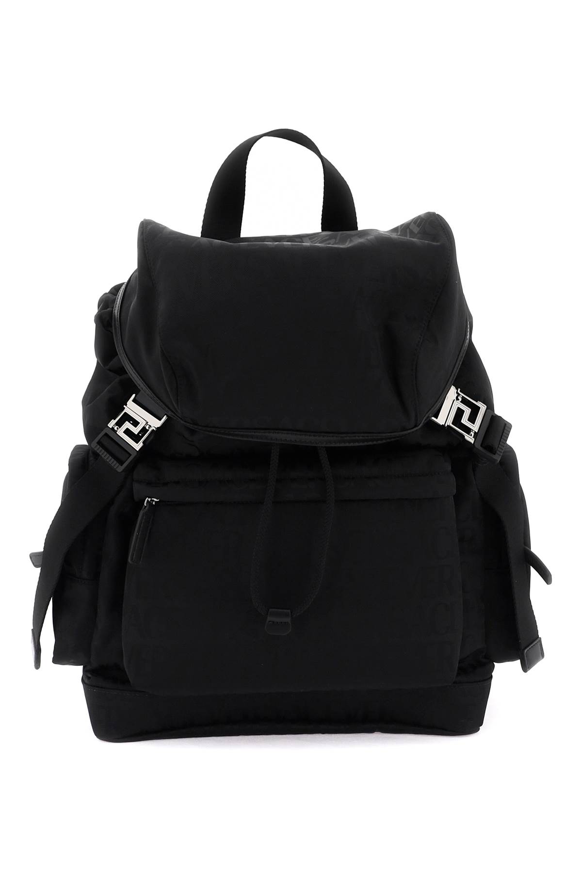 Shop Versace Allover Neo Nylon Backpack In Black Ruthenium (black)