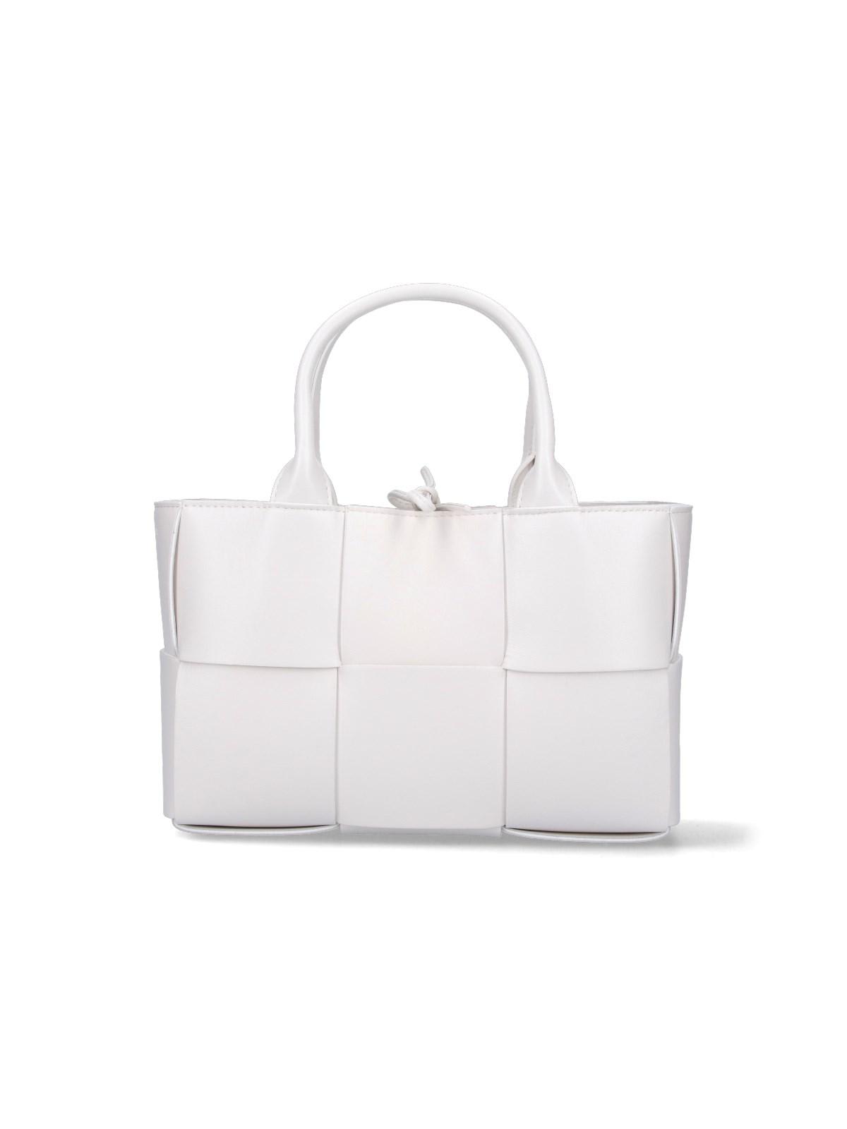 Shop Bottega Veneta Arco Mini Tote Bag In White Gold