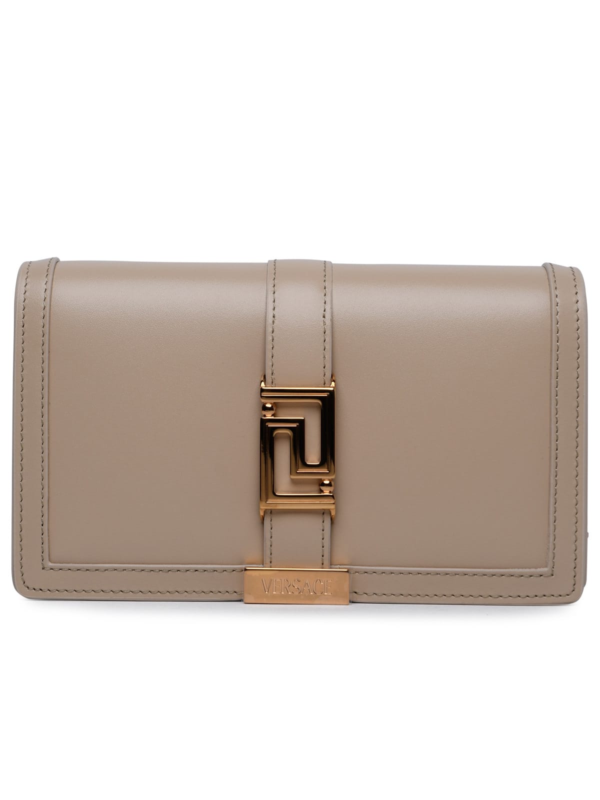 Shop Versace Greca Goddess Mini Bag In Beige Lambskin