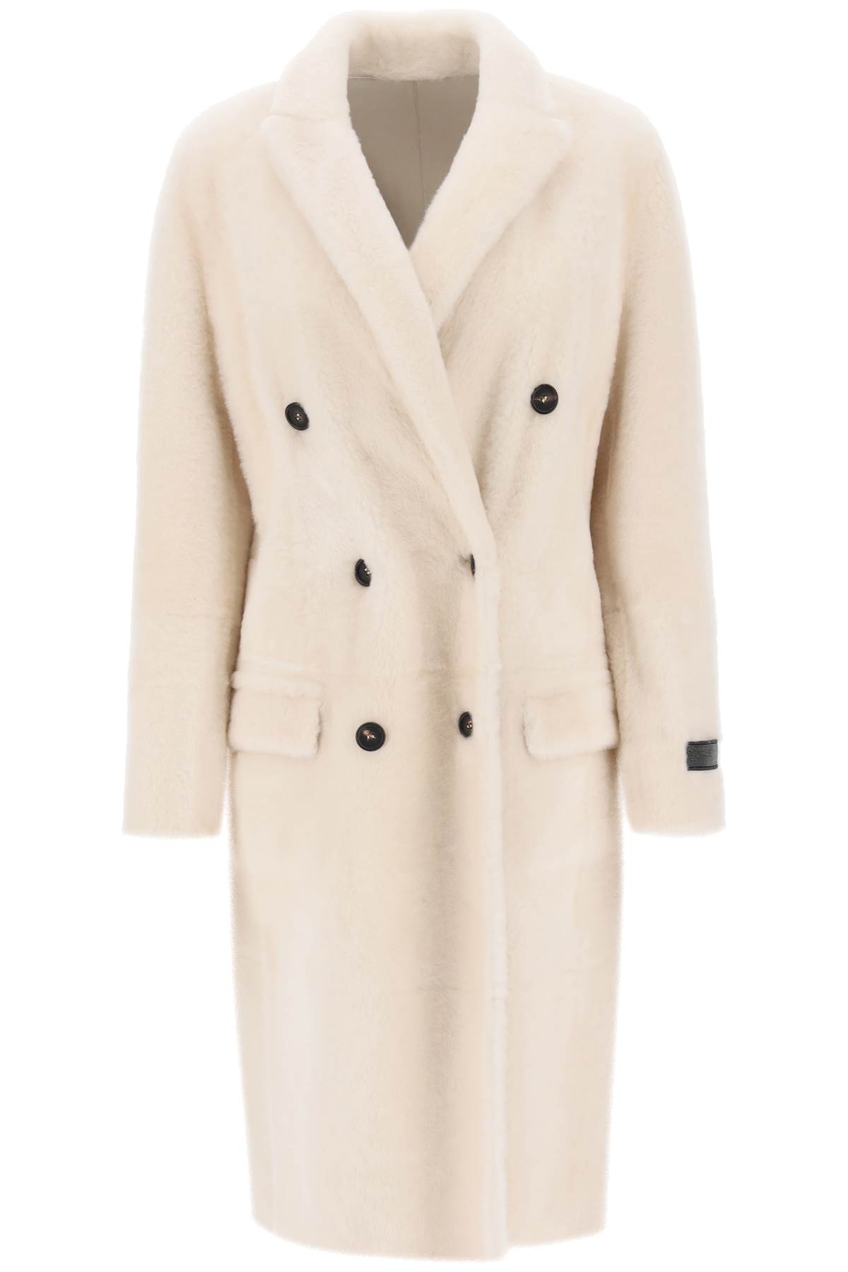 Shop Brunello Cucinelli Reversible Shearling Coat In Cream