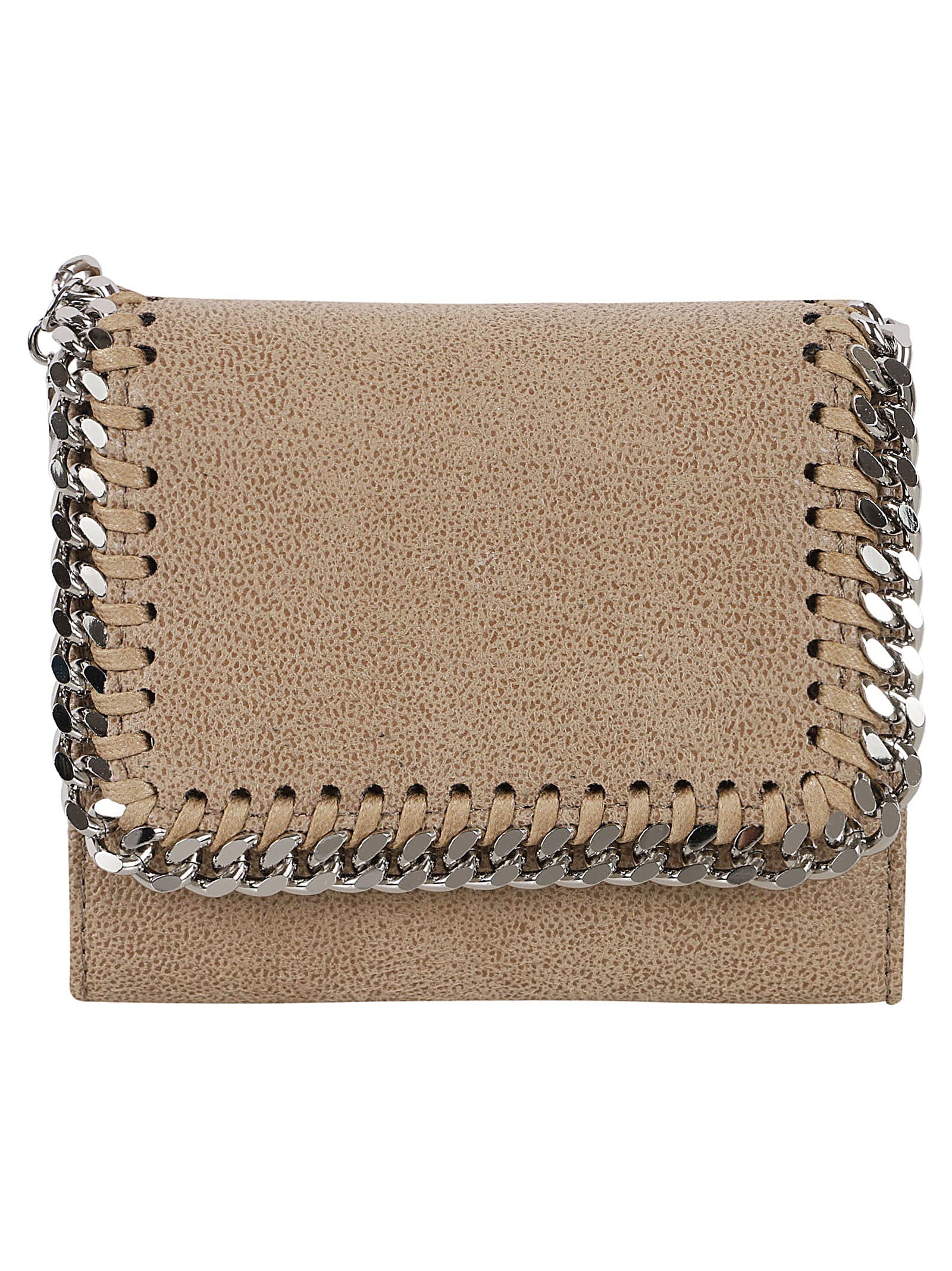 Shop Stella Mccartney Small Flap Wallet Eco Shaggy Deer W/palladium Color Chain In Toffee