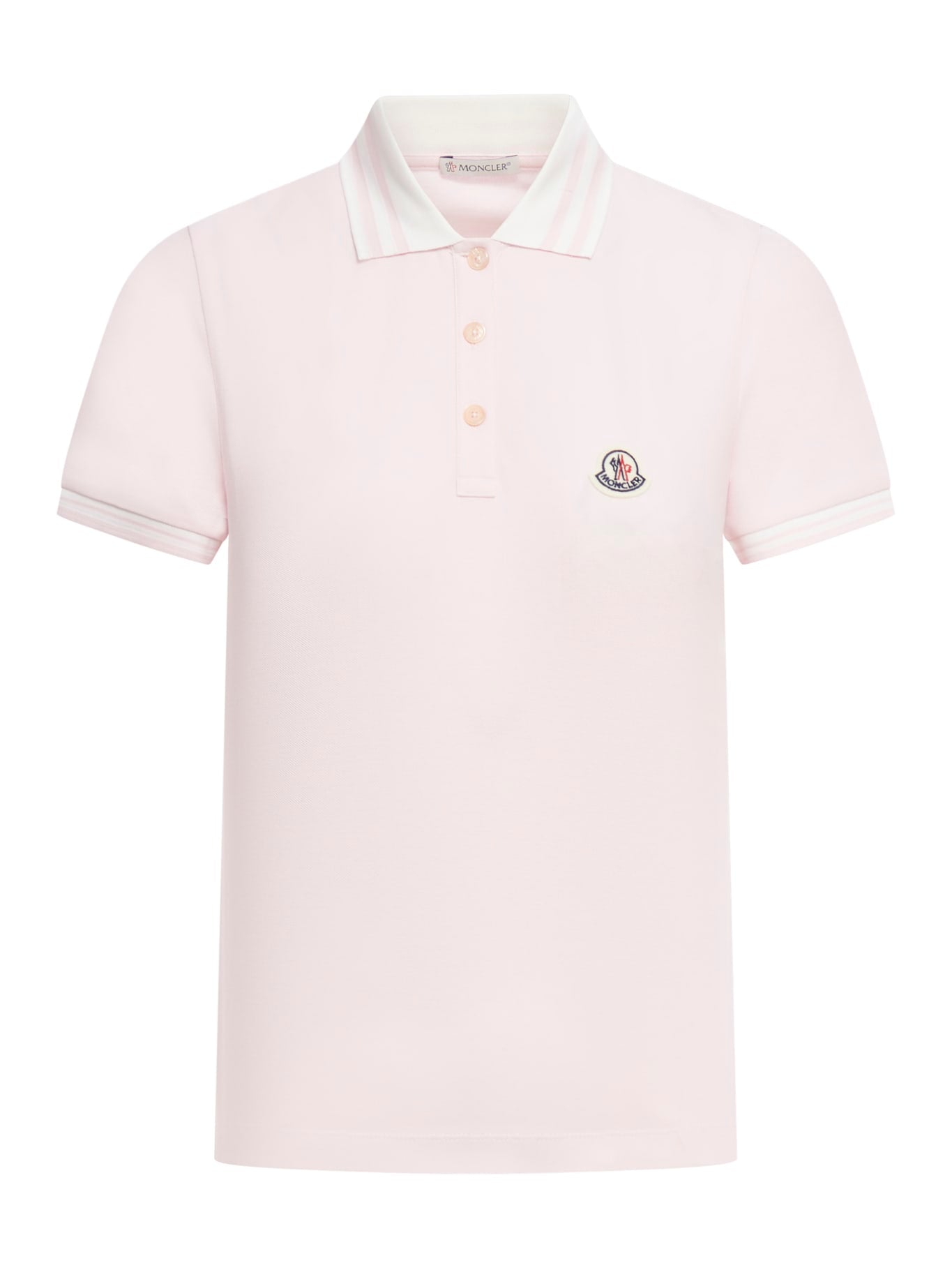 Shop Moncler Ss Polo In B Pastel Pink