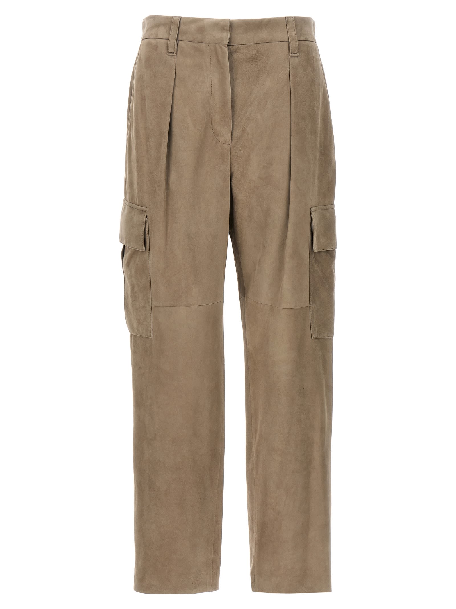 Shop Brunello Cucinelli Suede Trousers In Beige