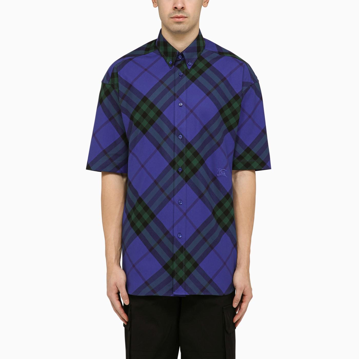 Shop Burberry Blue Short-sleeved Check Shirt