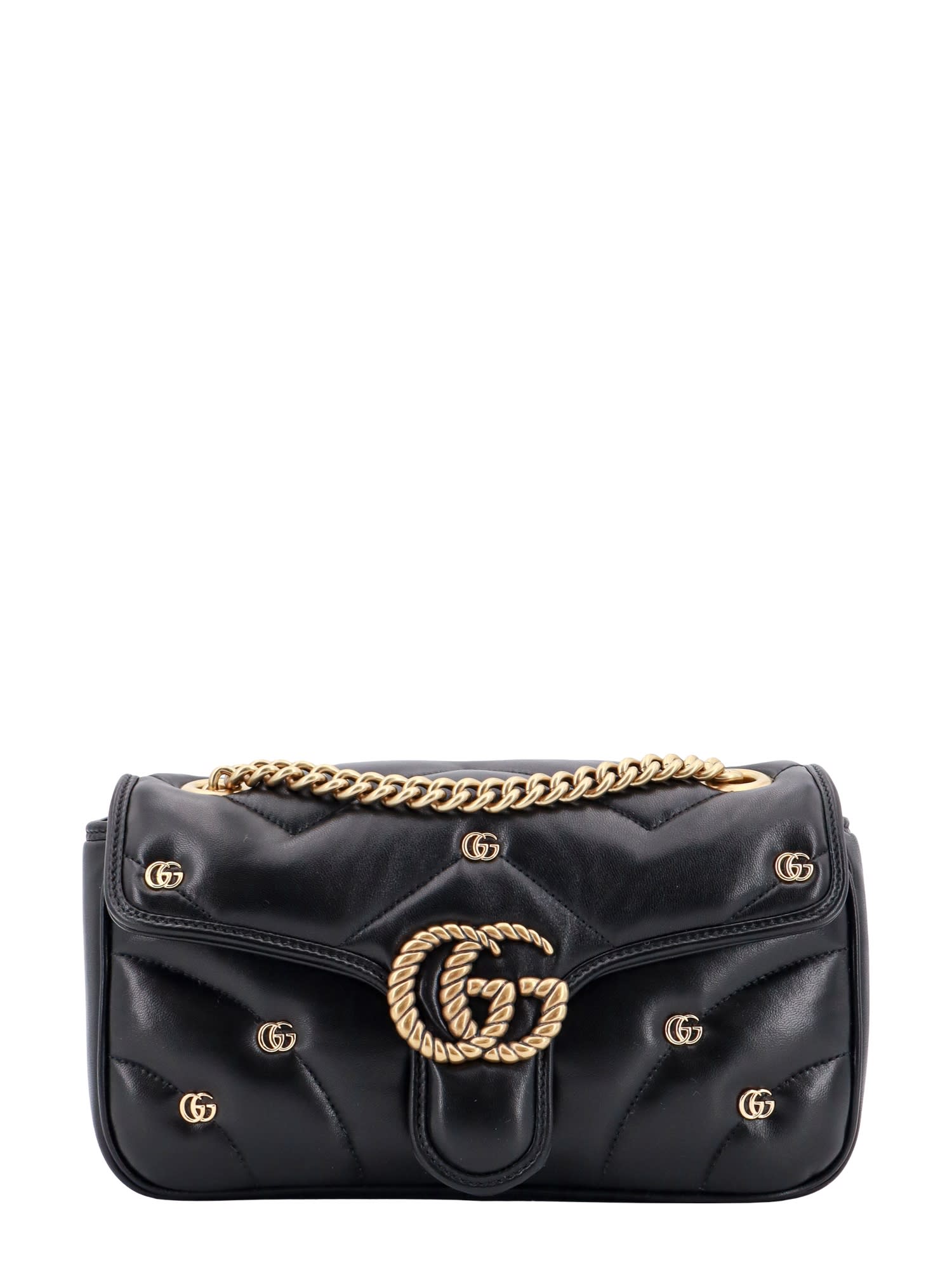 Shop Gucci Gg Marmont Shoulder Bag In Black