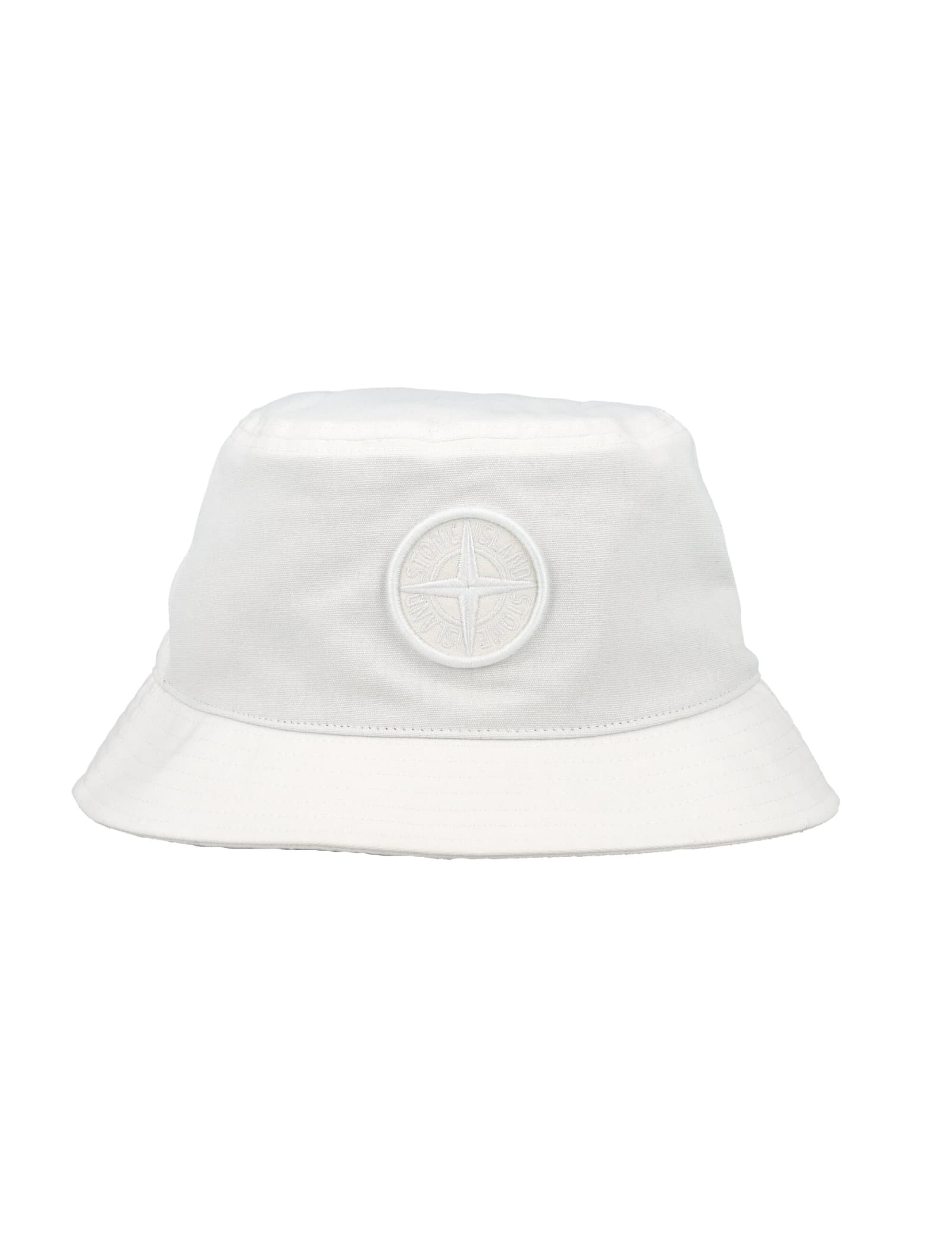 Shop Stone Island Logo Bucket Hat In White