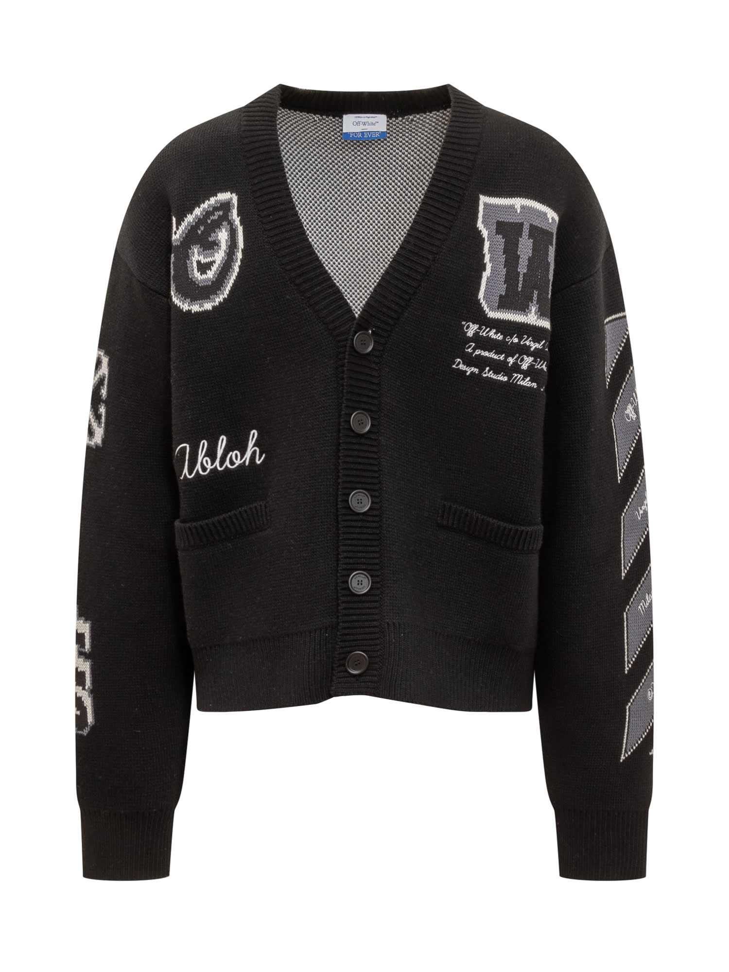 Shop Off-white Arrow Logo Varsity Cardigan In Black