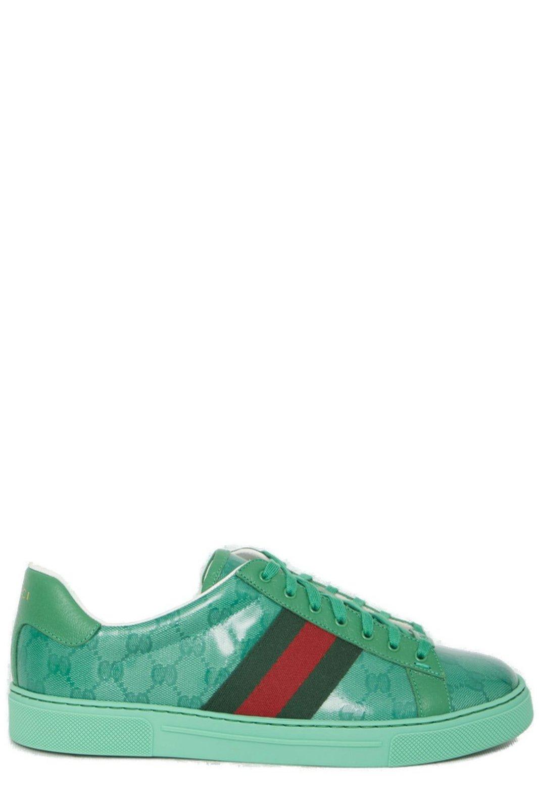 Shop Gucci Ace Gg Embellished Sneakers In Green