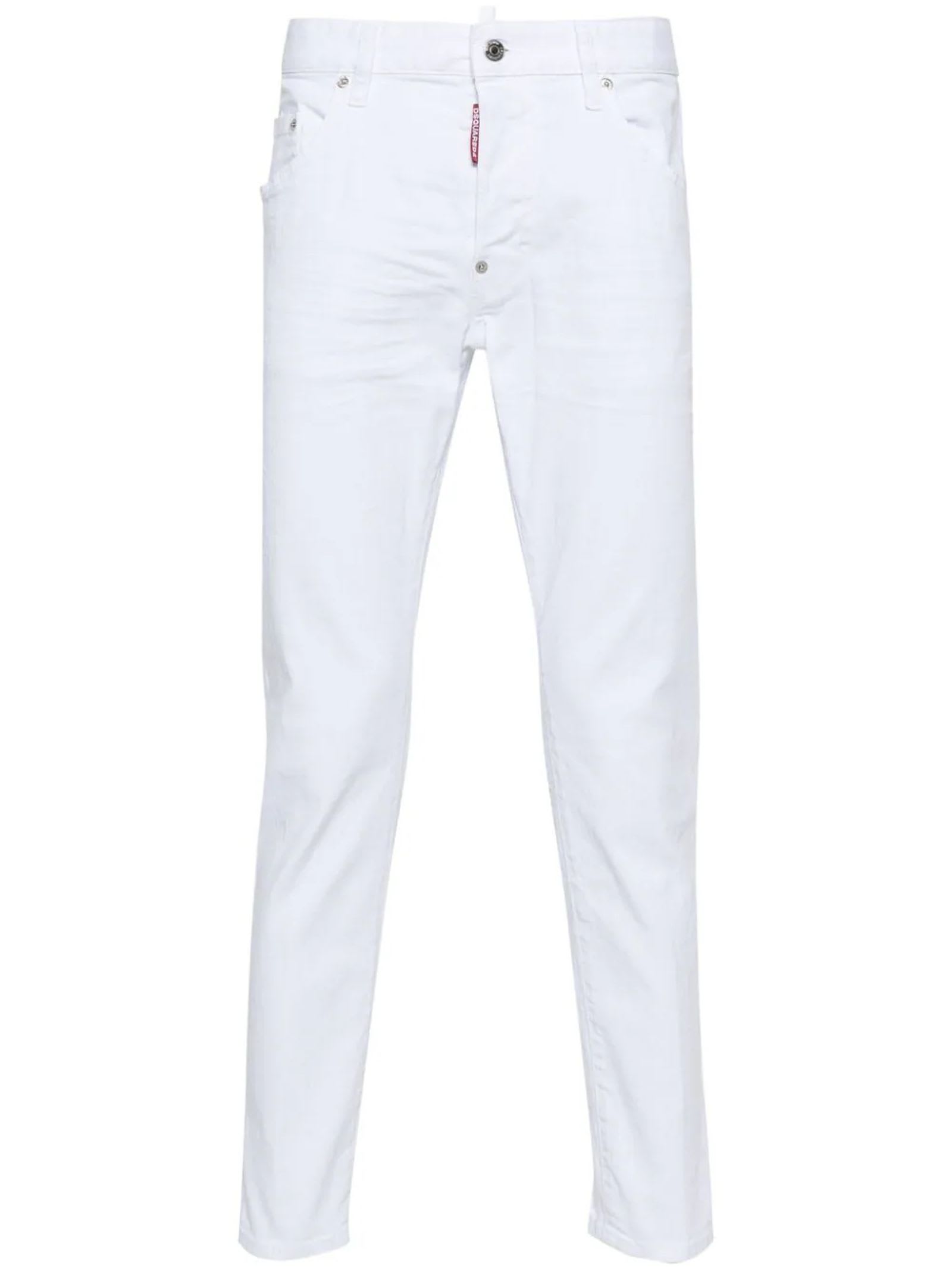 Shop Dsquared2 Optical White Stretch-cotton Denim Jeans