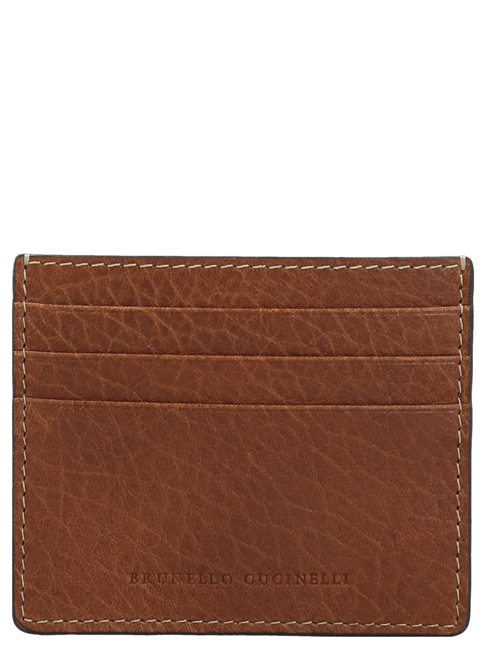 Shop Brunello Cucinelli Logo Card Holder In Brown