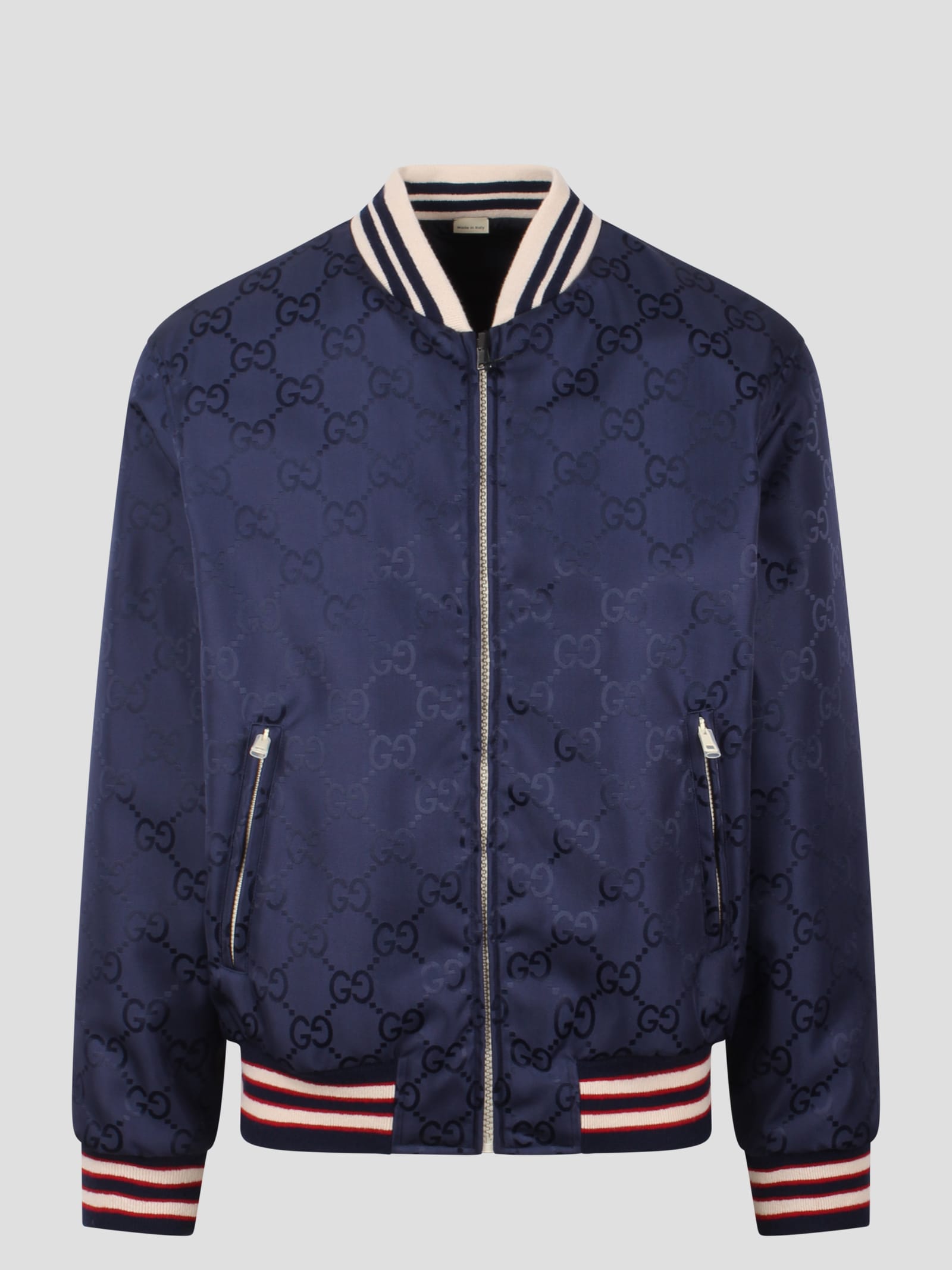 Shop Gucci Reversible Nylon Canvas Jacket In Blue