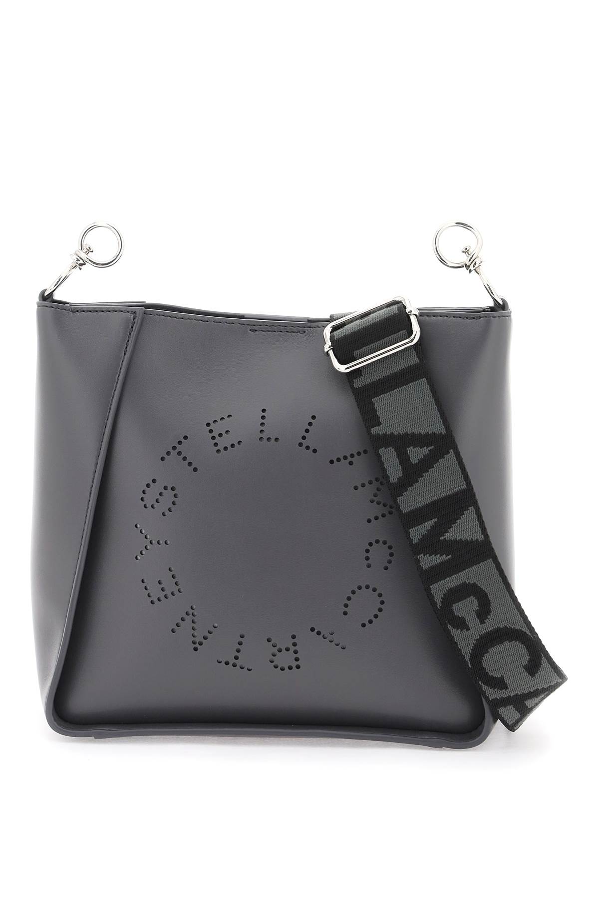 Shop Stella Mccartney Crossbody Bag With Perforated Stella Logo In Slate (grey)