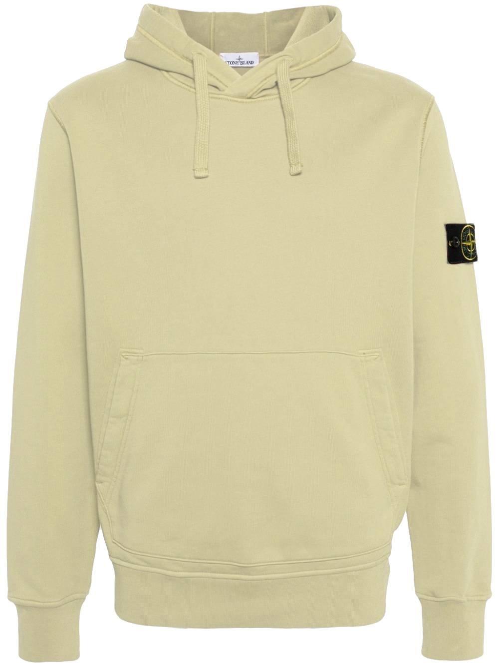 Shop Stone Island Logo Patch Drawstring Hoodie In Giallo