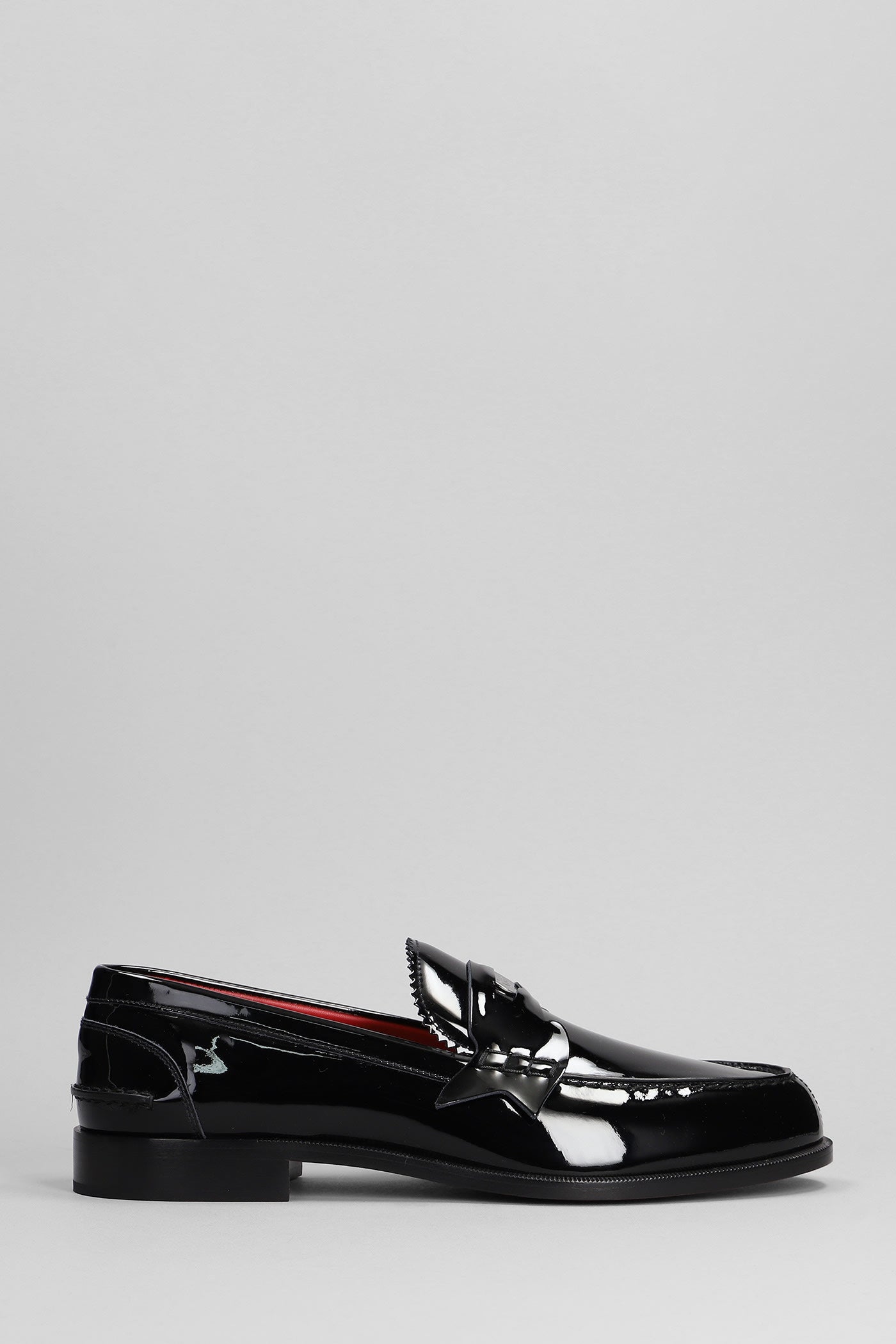 Shop Christian Louboutin Penny Loafers In Black Patent Leather