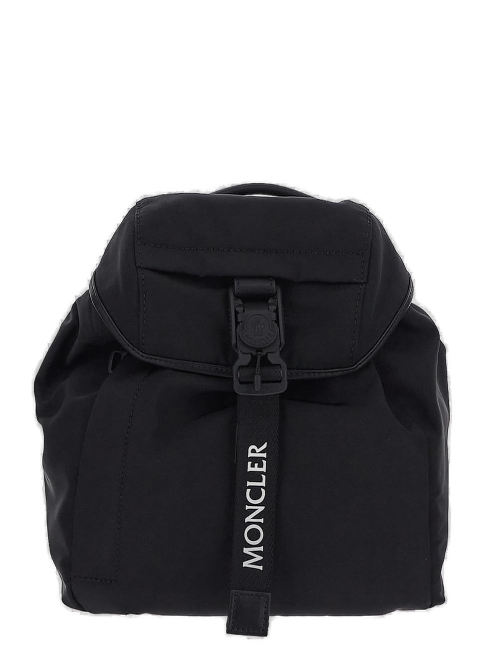 Shop Moncler Logo Printed Backpack In Black