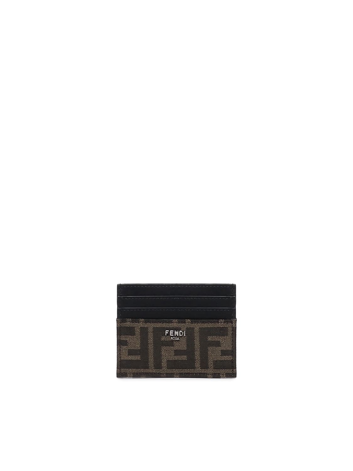 Shop Fendi Ff Card Holder In Brown