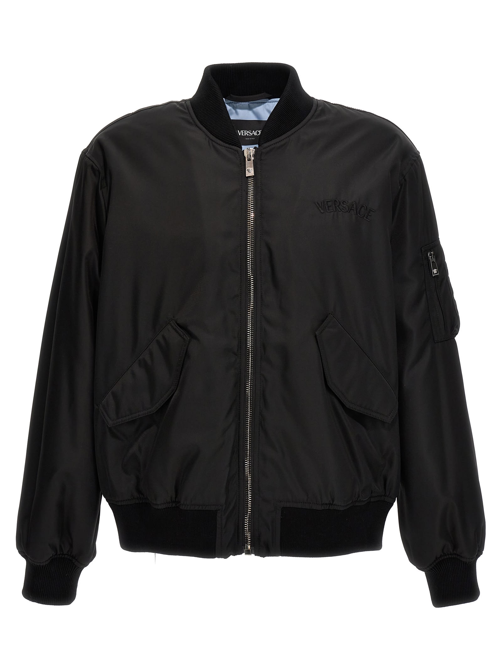 Shop Versace Logo Bomber Jacket In Nero