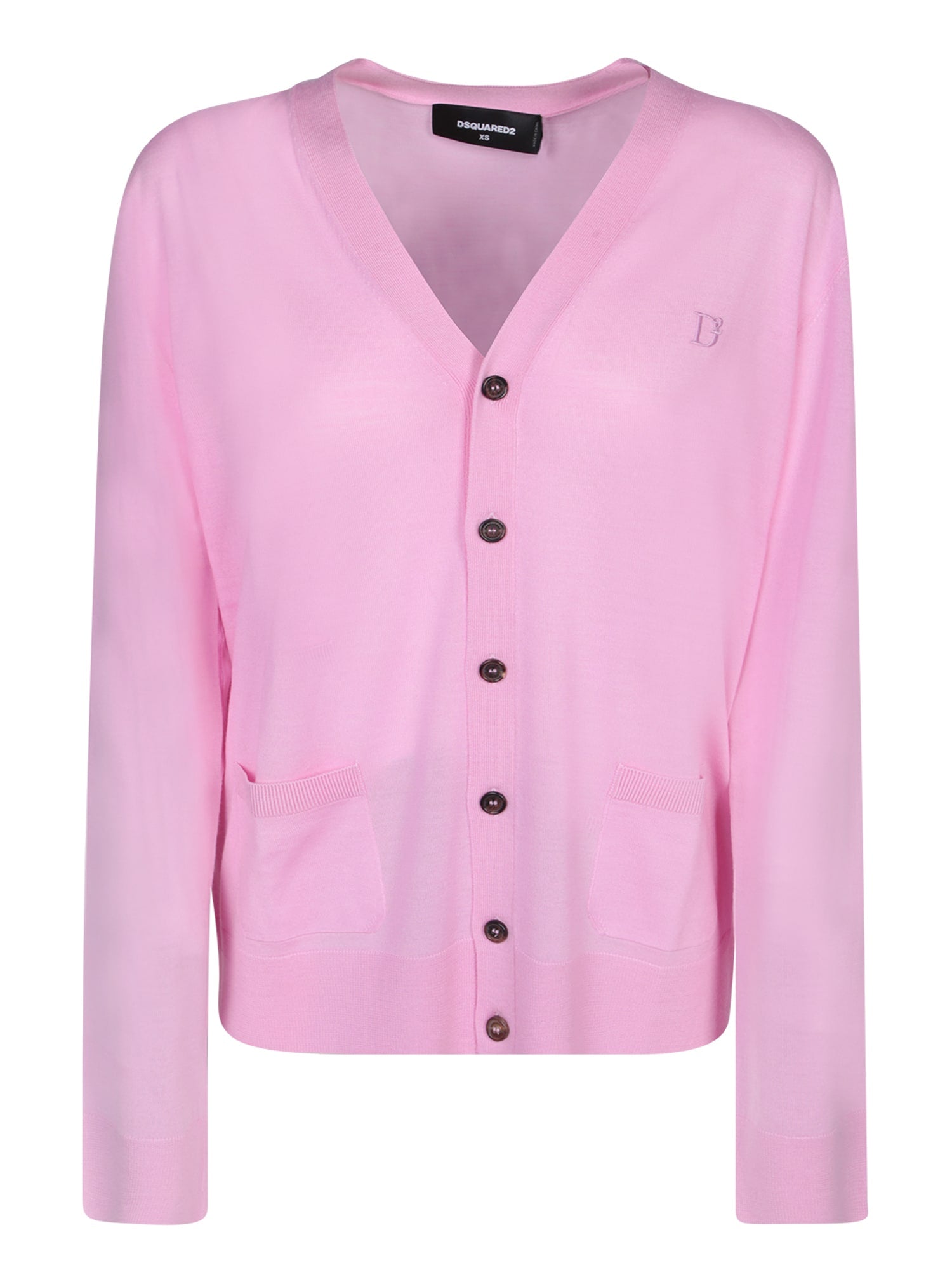 Shop Dsquared2 Ribbed Details Light Pink Cardigan